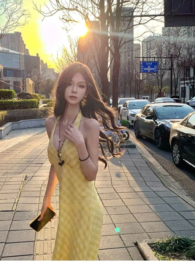 낭만주의 프랑스식 V넥 행침 목 여성 드레스 디자인 센스 태국 하이난 삼아 해변가 부드러운 휴가 바람 롱 스커트 상세 이미지 15