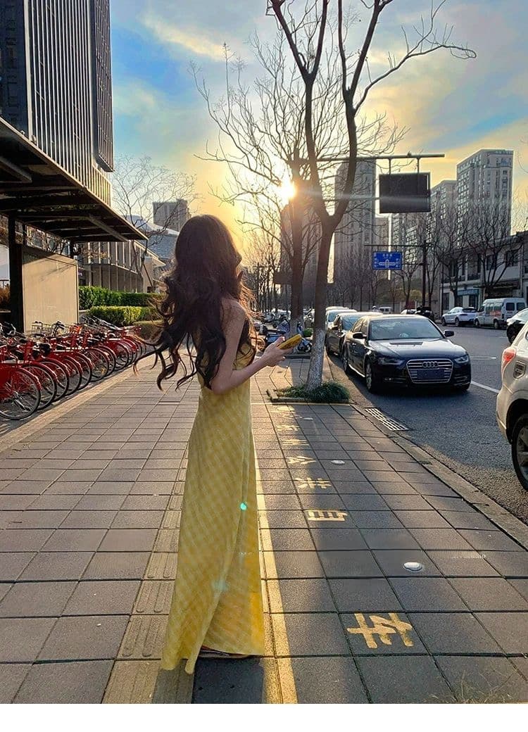 낭만주의 프랑스식 V넥 행침 목 여성 드레스 디자인 센스 태국 하이난 삼아 해변가 부드러운 휴가 바람 롱 스커트 상세 이미지 20