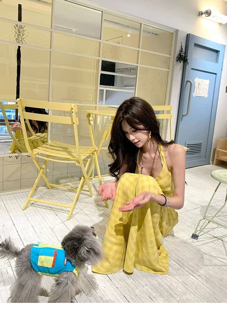낭만주의 프랑스식 V넥 행침 목 여성 드레스 디자인 센스 태국 하이난 삼아 해변가 부드러운 휴가 바람 롱 스커트 상세 이미지 24