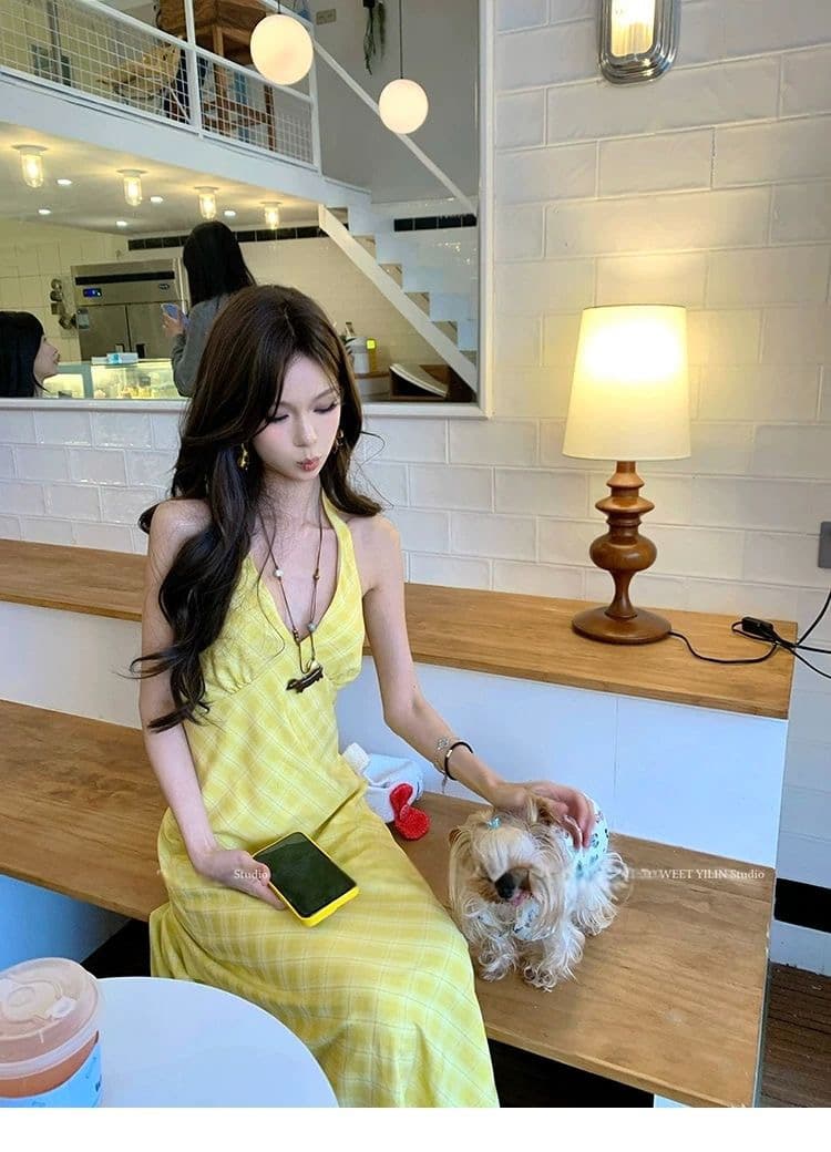 낭만주의 프랑스식 V넥 행침 목 여성 드레스 디자인 센스 태국 하이난 삼아 해변가 부드러운 휴가 바람 롱 스커트 상세 이미지 25