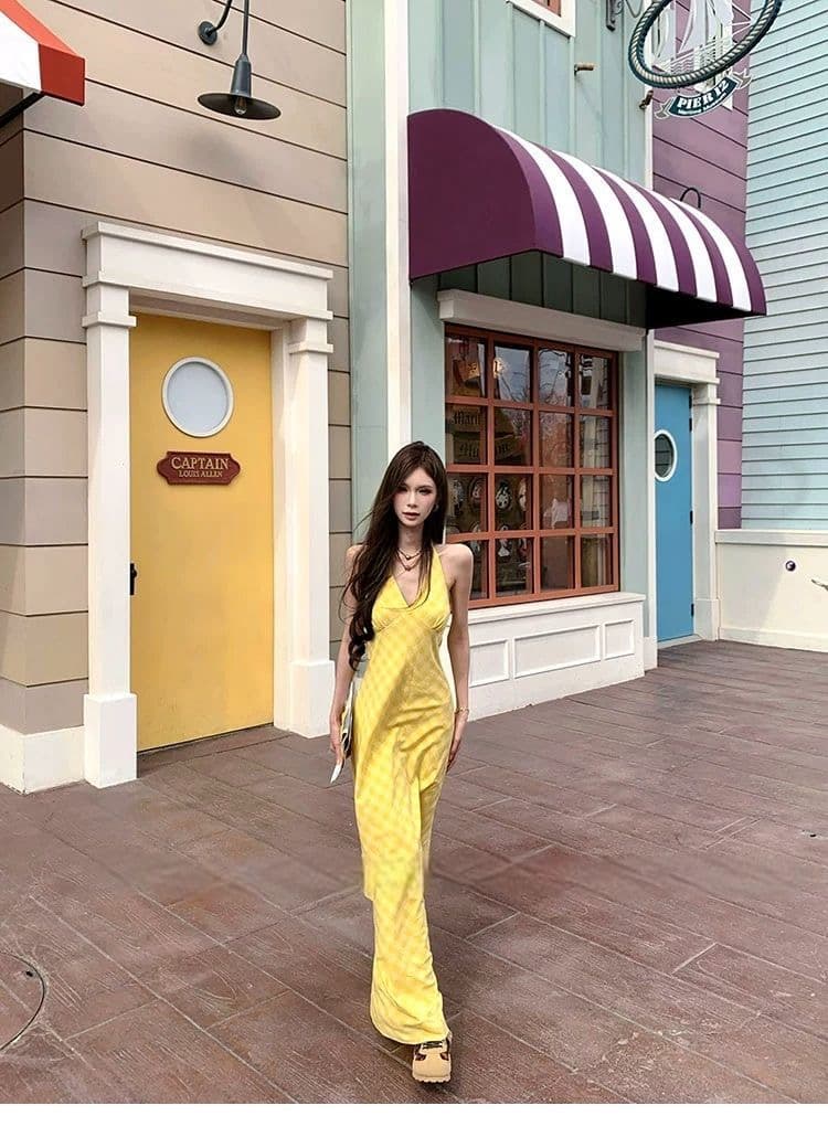 낭만주의 프랑스식 V넥 행침 목 여성 드레스 디자인 센스 태국 하이난 삼아 해변가 부드러운 휴가 바람 롱 스커트 상세 이미지 35