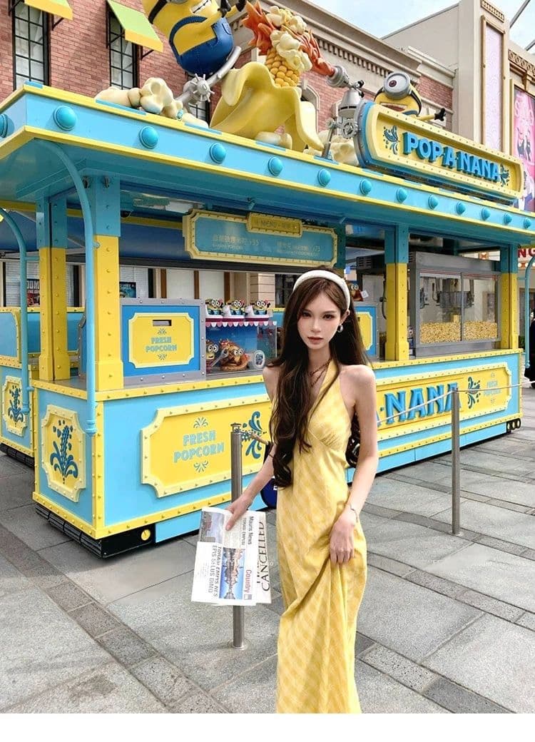 낭만주의 프랑스식 V넥 행침 목 여성 드레스 디자인 센스 태국 하이난 삼아 해변가 부드러운 휴가 바람 롱 스커트 상세 이미지 40
