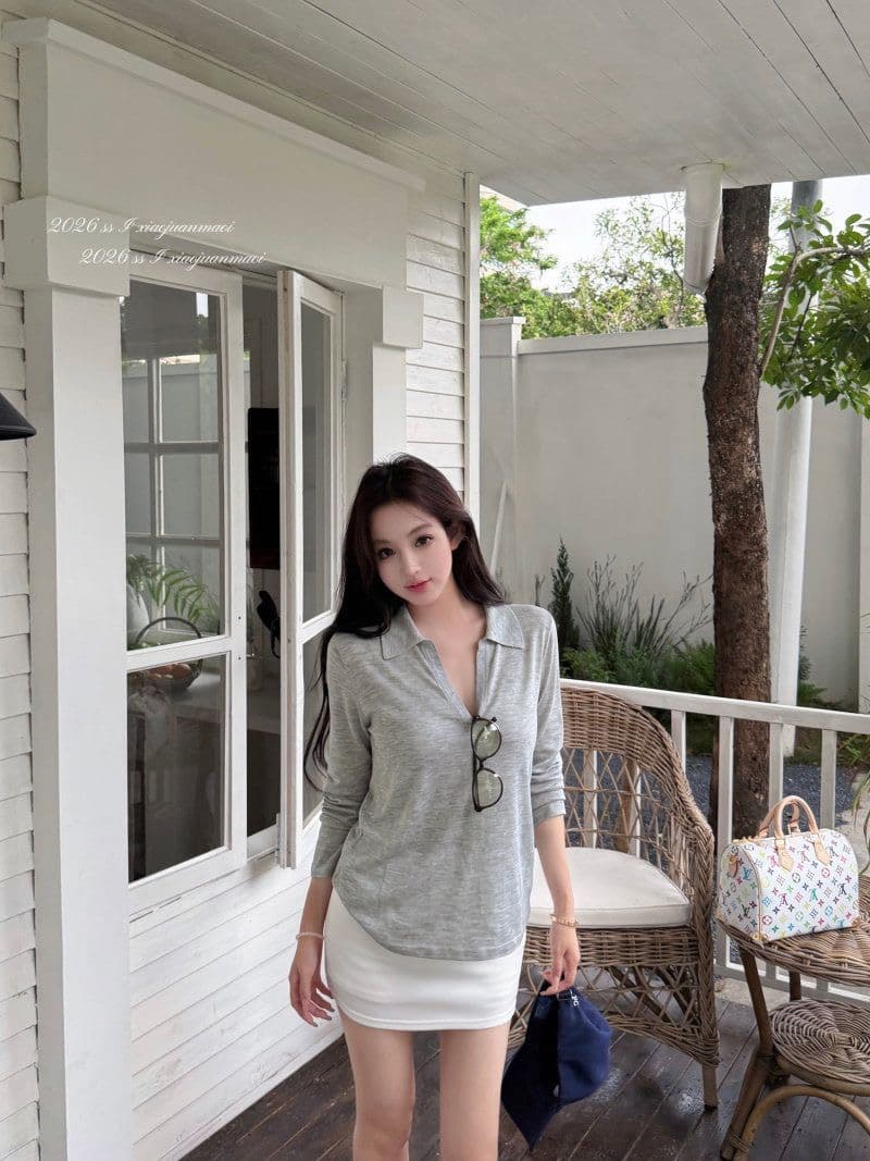 눈꽃 면 POLO 칼라 긴팔 티셔츠 여성 여름 얇은 스타일 통기성 태양 보호 셔츠 몸매 가꾸기 다용도 맨위 chic 트렌디 상세 이미지 3