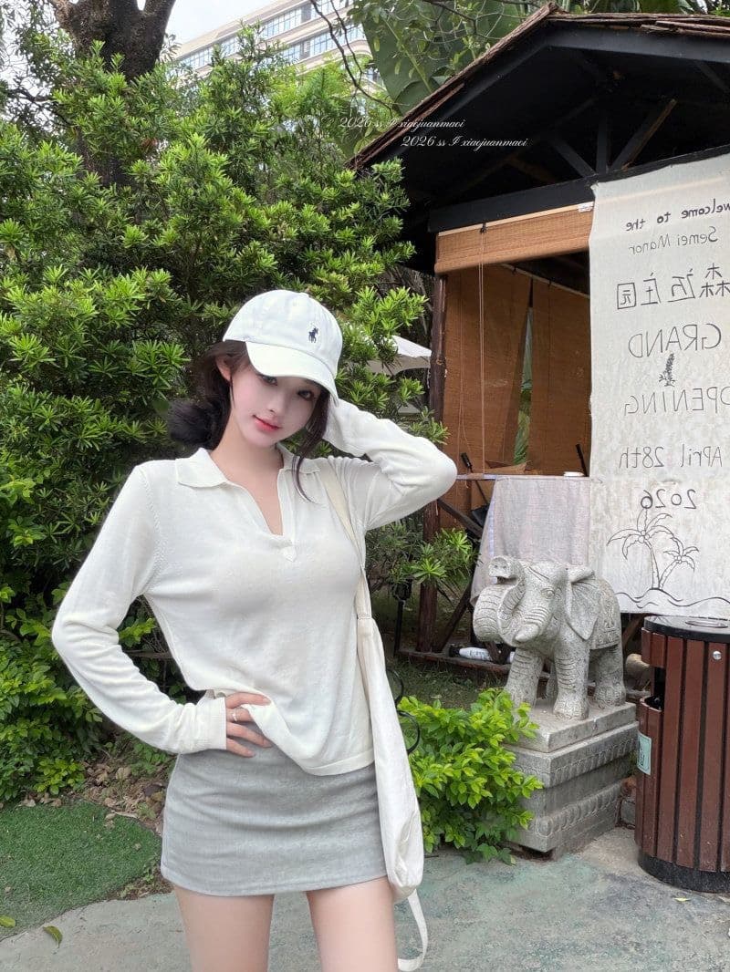 눈꽃 면 POLO 칼라 긴팔 티셔츠 여성 여름 얇은 스타일 통기성 태양 보호 셔츠 몸매 가꾸기 다용도 맨위 chic 트렌디 상세 이미지 5