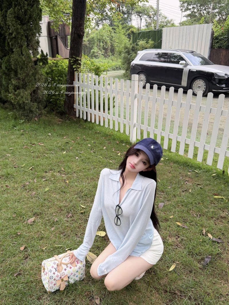 눈꽃 면 POLO 칼라 긴팔 티셔츠 여성 여름 얇은 스타일 통기성 태양 보호 셔츠 몸매 가꾸기 다용도 맨위 chic 트렌디 상세 이미지 7