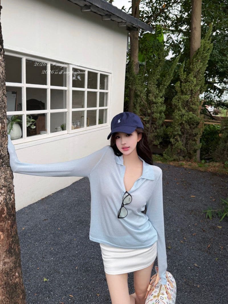 눈꽃 면 POLO 칼라 긴팔 티셔츠 여성 여름 얇은 스타일 통기성 태양 보호 셔츠 몸매 가꾸기 다용도 맨위 chic 트렌디 상세 이미지 15