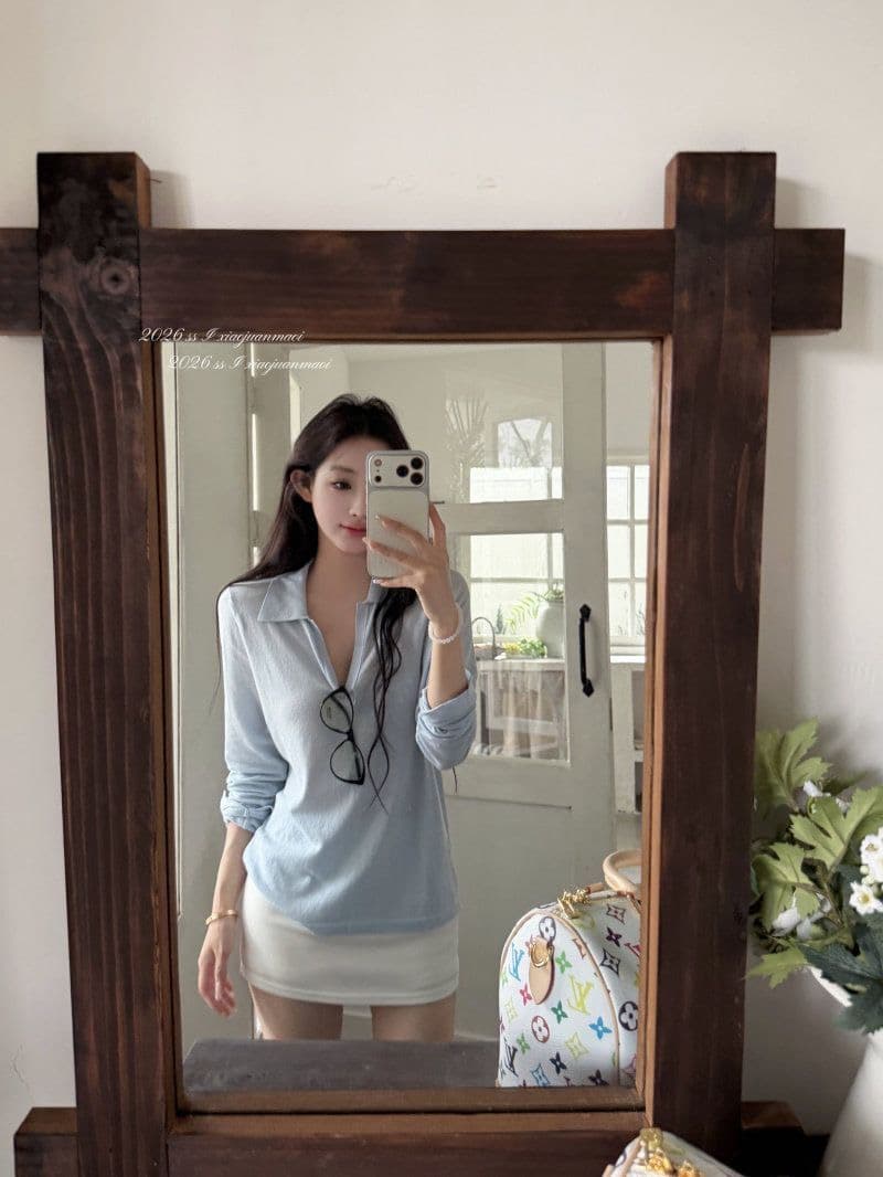 눈꽃 면 POLO 칼라 긴팔 티셔츠 여성 여름 얇은 스타일 통기성 태양 보호 셔츠 몸매 가꾸기 다용도 맨위 chic 트렌디 상세 이미지 19