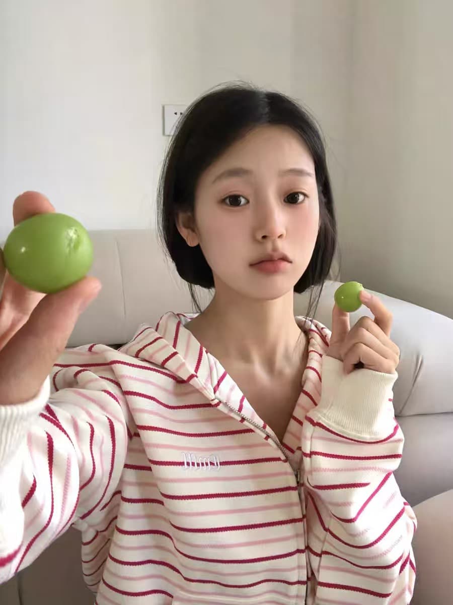 원본 원단 핑크색 스트라이프 오픈 가디건 후드티 여성 봄 가을 Chic 느긋한 바람 패치워크 색상 지퍼 후드 재킷 상세 이미지 8