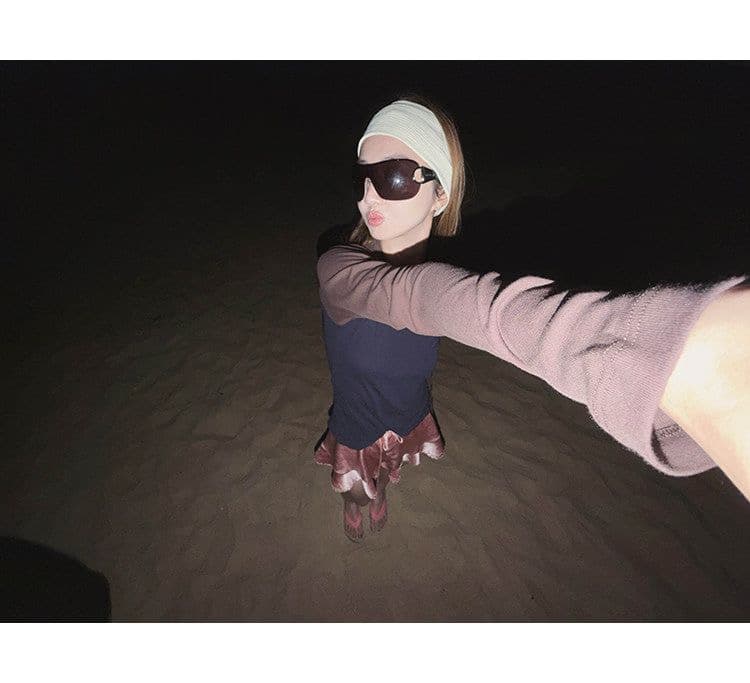 광저우 사람들 면 260 그램 이른 가을 한국 스타일 배색 소매 몸매 가꾸기 다용도 캐주얼 긴팔 티셔츠 만나는 작은 셔츠 맨위 여성 상세 이미지 23
