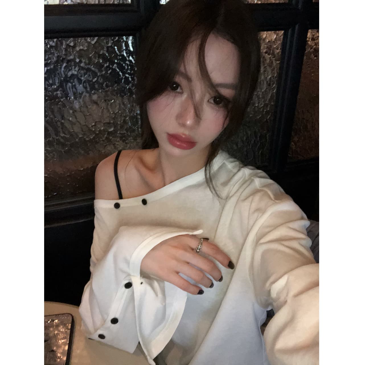 단추 오프숄더 티셔츠 여성 2026 이른 가을 얇은 스타일 작은 심장 기계 순수한 욕망 바람 긴팔 자외선 차단 비스듬한 어깨 작은 셔츠 상세 이미지 9