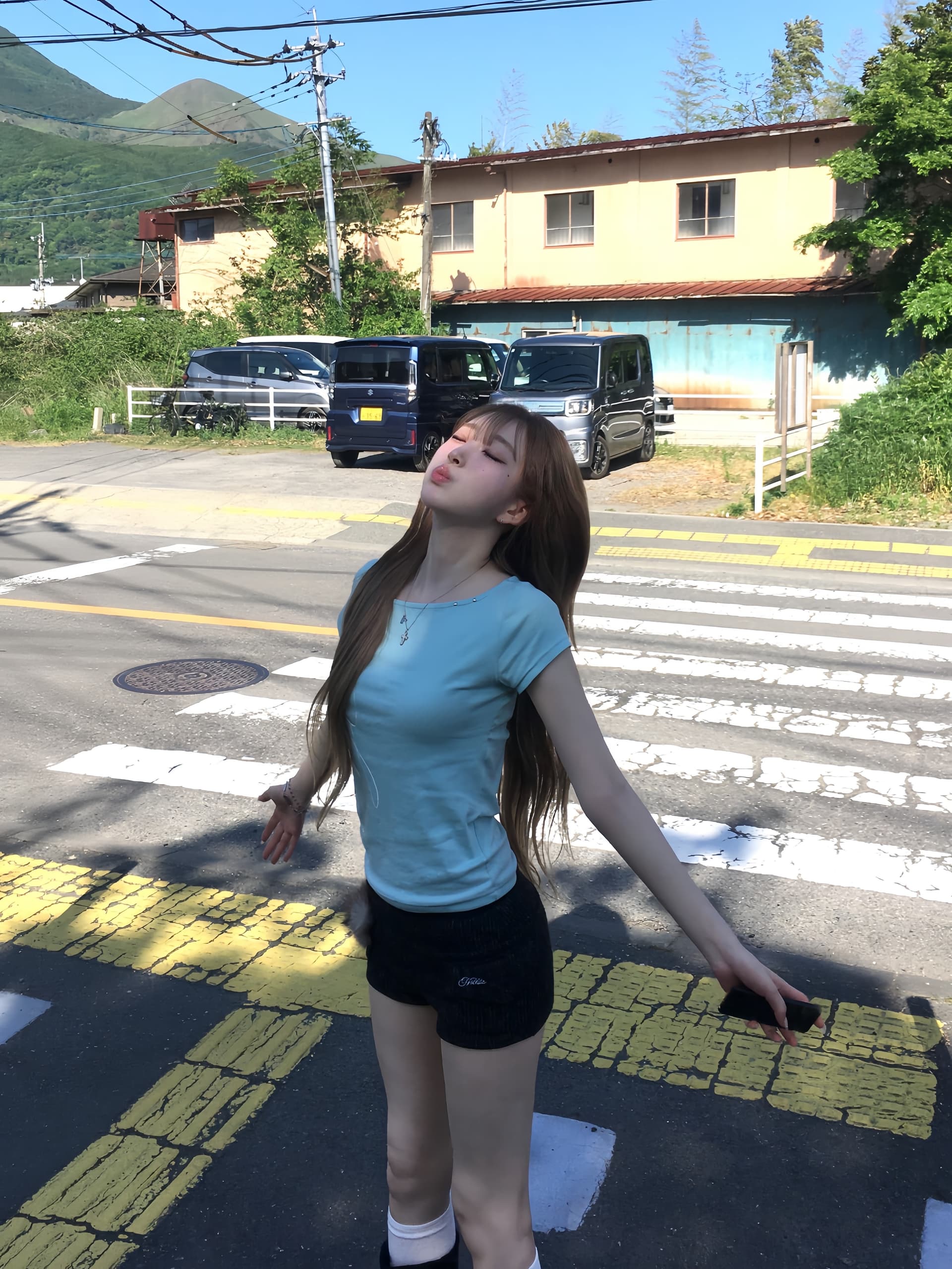 아름다운 40 순면 210 그램 비스듬한 어깨 반팔 티셔츠 여자 여름 한 부서 레이스 조각 오프숄더 맨위 상세 이미지 9