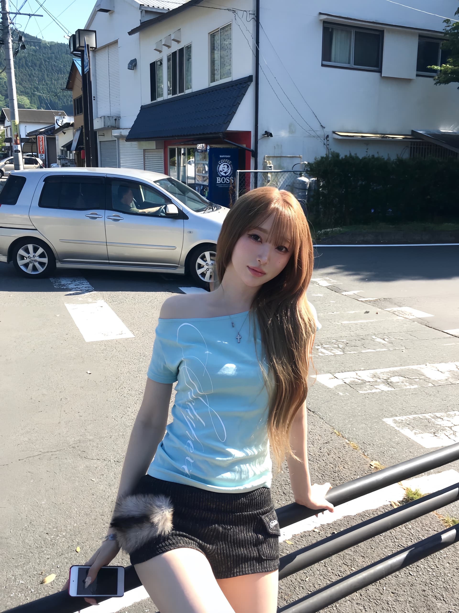 아름다운 40 순면 210 그램 비스듬한 어깨 반팔 티셔츠 여자 여름 한 부서 레이스 조각 오프숄더 맨위 상세 이미지 15