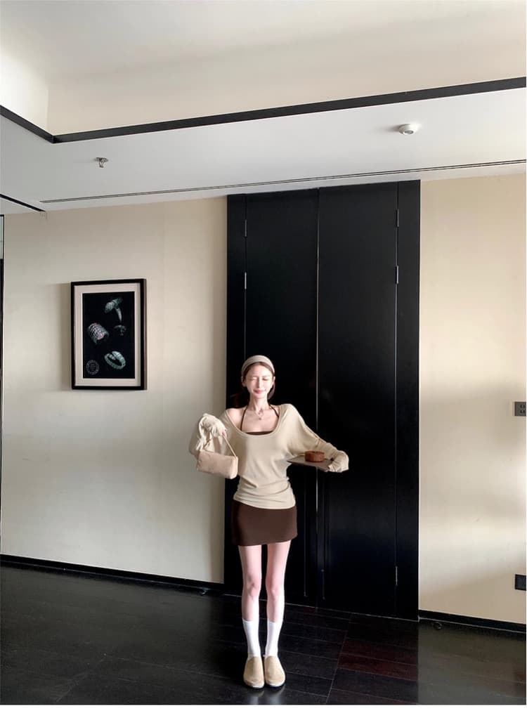 경관 그림 정가 사람들 면 260 그램 봄 가을 순수한 욕망 느긋한 긴팔 티셔츠 행침 목 조끼 투피스 슈트 여성 셔츠 상세 이미지 6