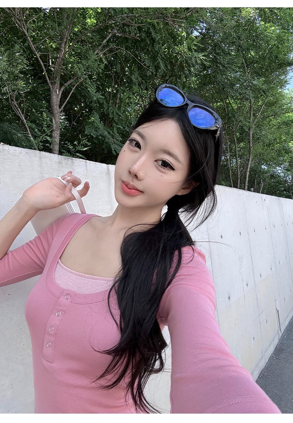 260 그램 사람들 면 페이크 레이어드 중간 소매 티셔츠 여성 가을 2026 년 새로운 디자인 센스 허리 수축 맨위 패치워크 색상 다용도 상세 이미지 27