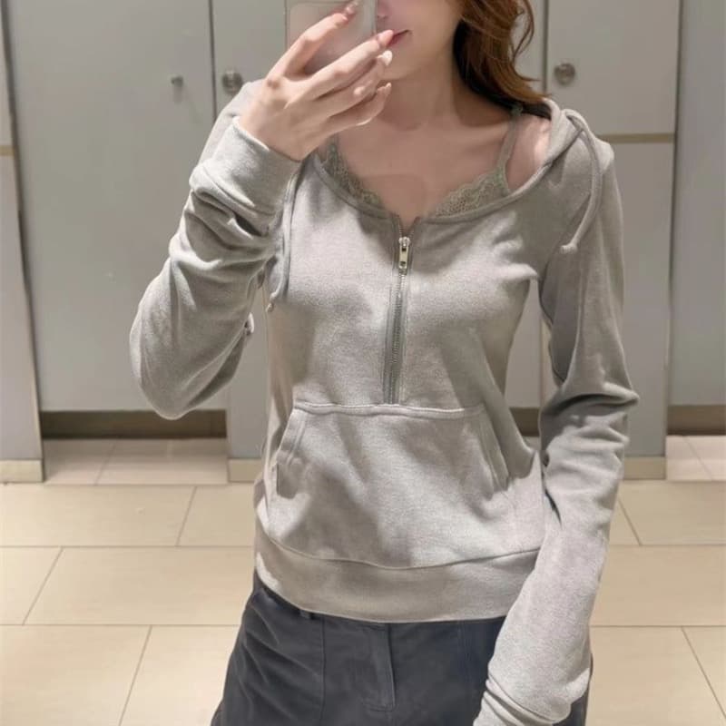 광저우 양면 치아 서명 후드티 여성 이미지 5