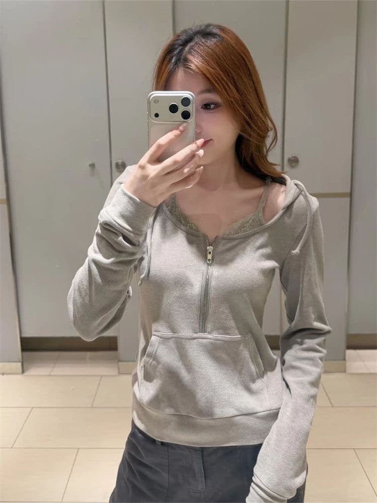 광저우 양면 치아 서명 후드티 여성 상세 이미지 8
