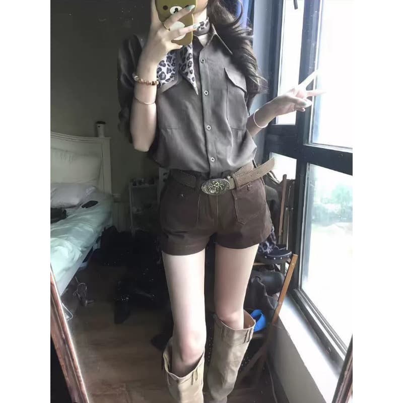 면 마 소재 고대 조기 센스 착용 가져 가라. 긴팔 셔츠 가을 느긋한 바람 루즈핏 셔츠 이미지 4
