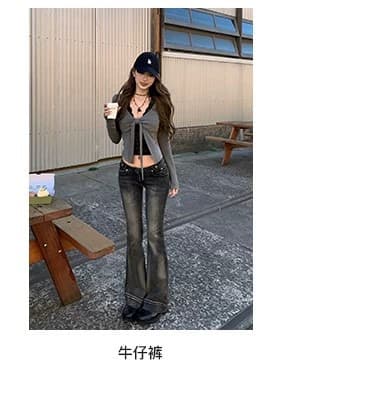 핫걸 바람 V넥 긴팔 레이스 조각 티셔츠 여성 이른 가을 허리 수축 슬림해 보이는 디자인 센스 인사이드 잡아라. 의류 상세 이미지 7