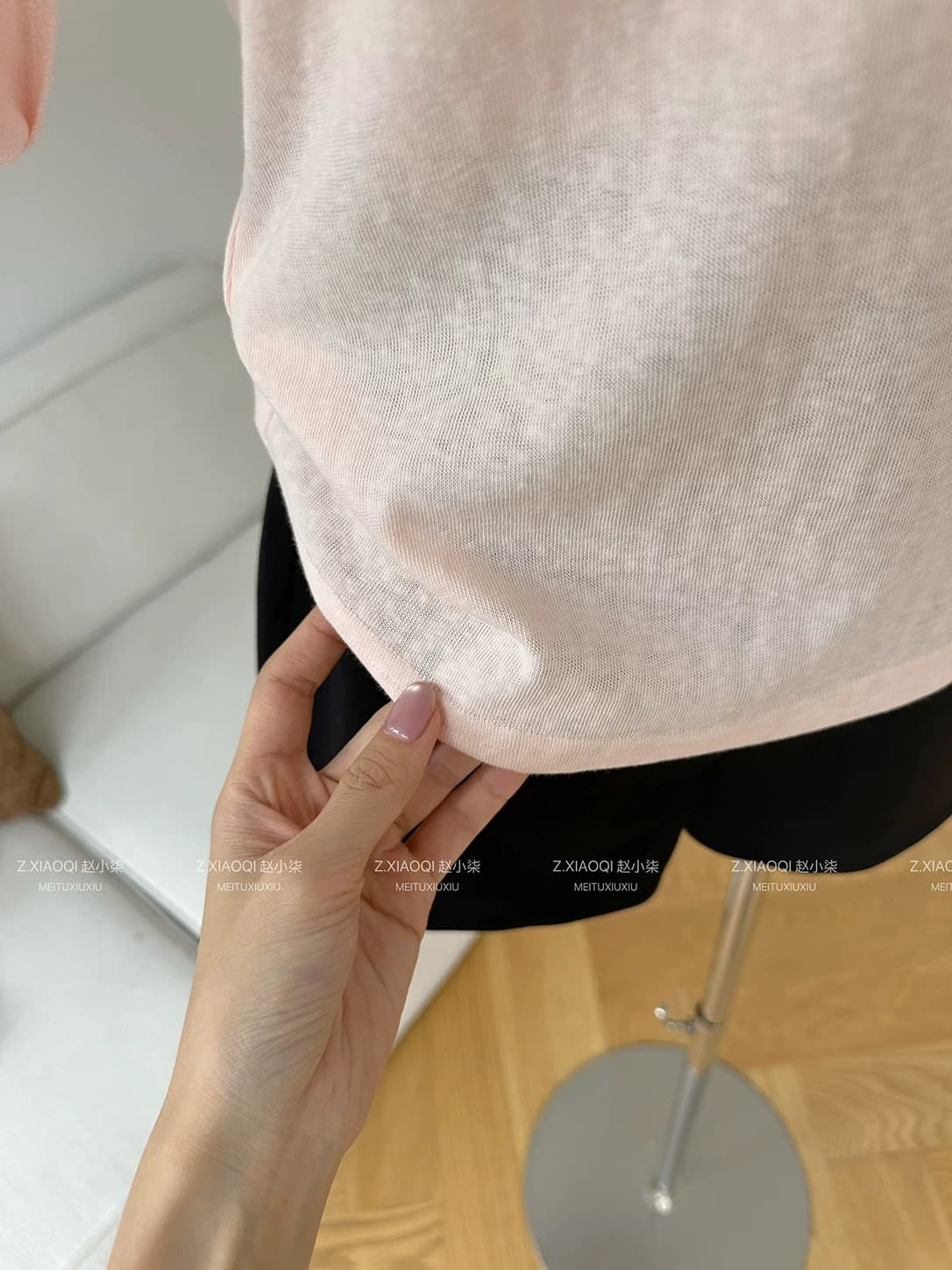 200그램 게으른 면 닫기 자동차 선 11 바늘 V넥 긍정적 인 어깨 중간 소매 티셔츠 여성 더블 주머니 핫걸 맨위 상세 이미지 32