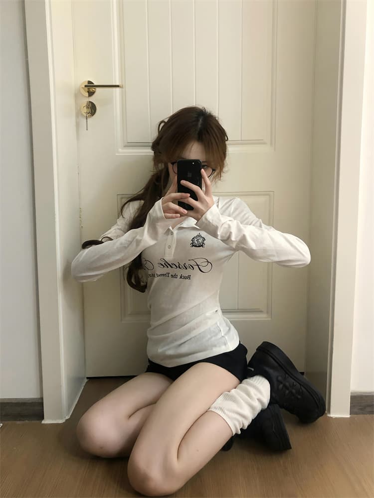 165 그램 눈꽃 면 아메리칸 여름 고급 화이트 알파벳 후드 Tulle 자외선 차단 몸매 가꾸기 긴팔 티셔츠 여성 셔츠 이미지 3