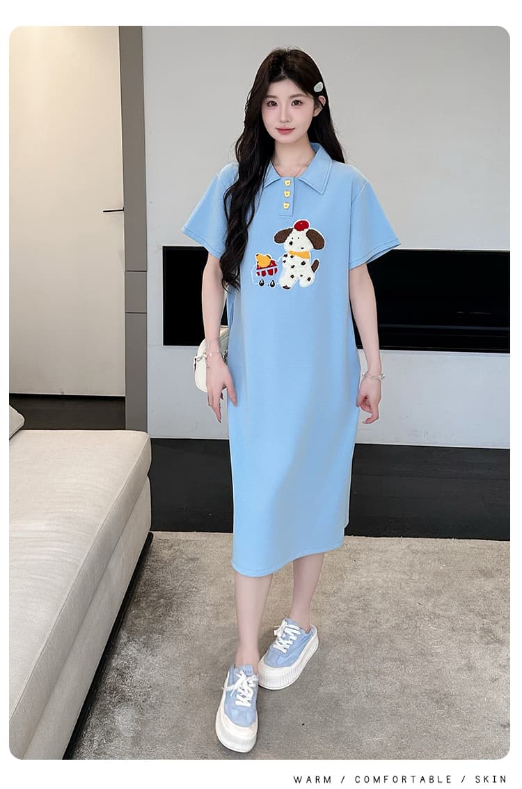 실사 지금 임산부 여름 드레스 206 새로운 패션 자수 POLO 칼라 외국 가스 세련된 강아지 드레스 상세 이미지 34