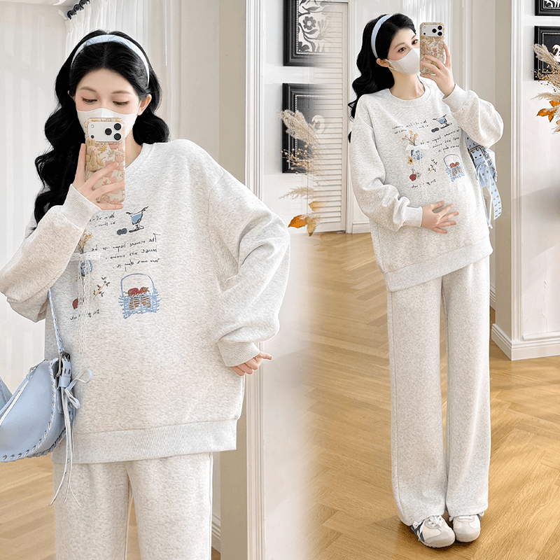 실사 작은 동영상 한 부서 캐주얼 세트 여성 2026 가을 새로운 장난기 넘치는 연령 감소 디지털 프린트 후드티 세트 이미지 4