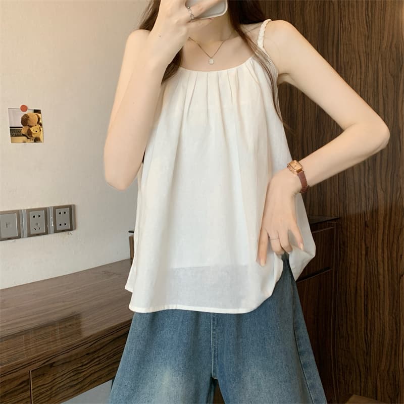 실사 정가 새로운 한 부서 미니멀리즘 패션 작은 슬링 조끼 상세 이미지 14