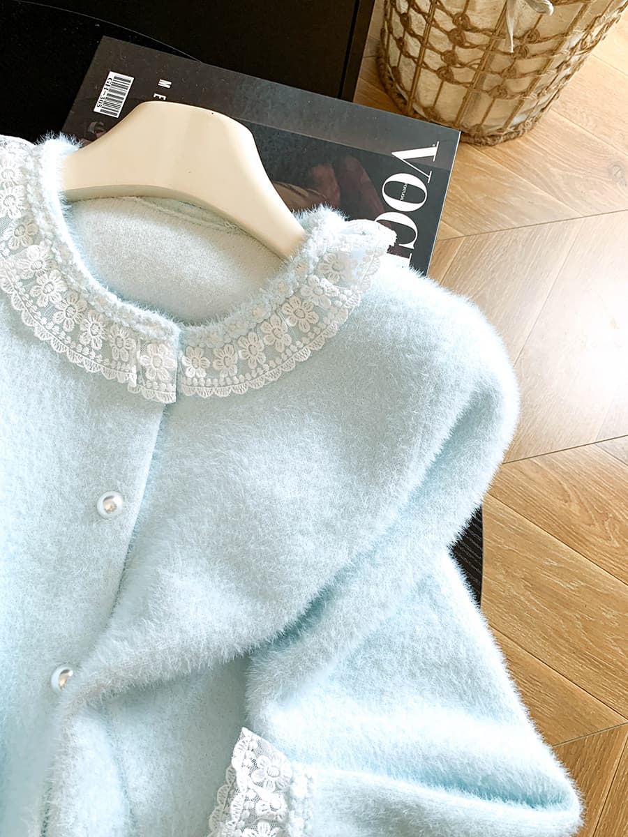작은 샤넬 스타일 고급 센스 공예 비즈 박기 스웨터 오픈 가디건 여성 가을 겨울철 고유 한 Chic 아름다운 루즈핏 재킷 맨위 상세 이미지 13