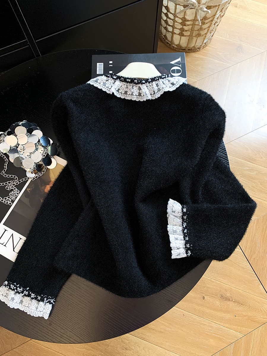 작은 샤넬 스타일 고급 센스 공예 비즈 박기 스웨터 오픈 가디건 여성 가을 겨울철 고유 한 Chic 아름다운 루즈핏 재킷 맨위 상세 이미지 19