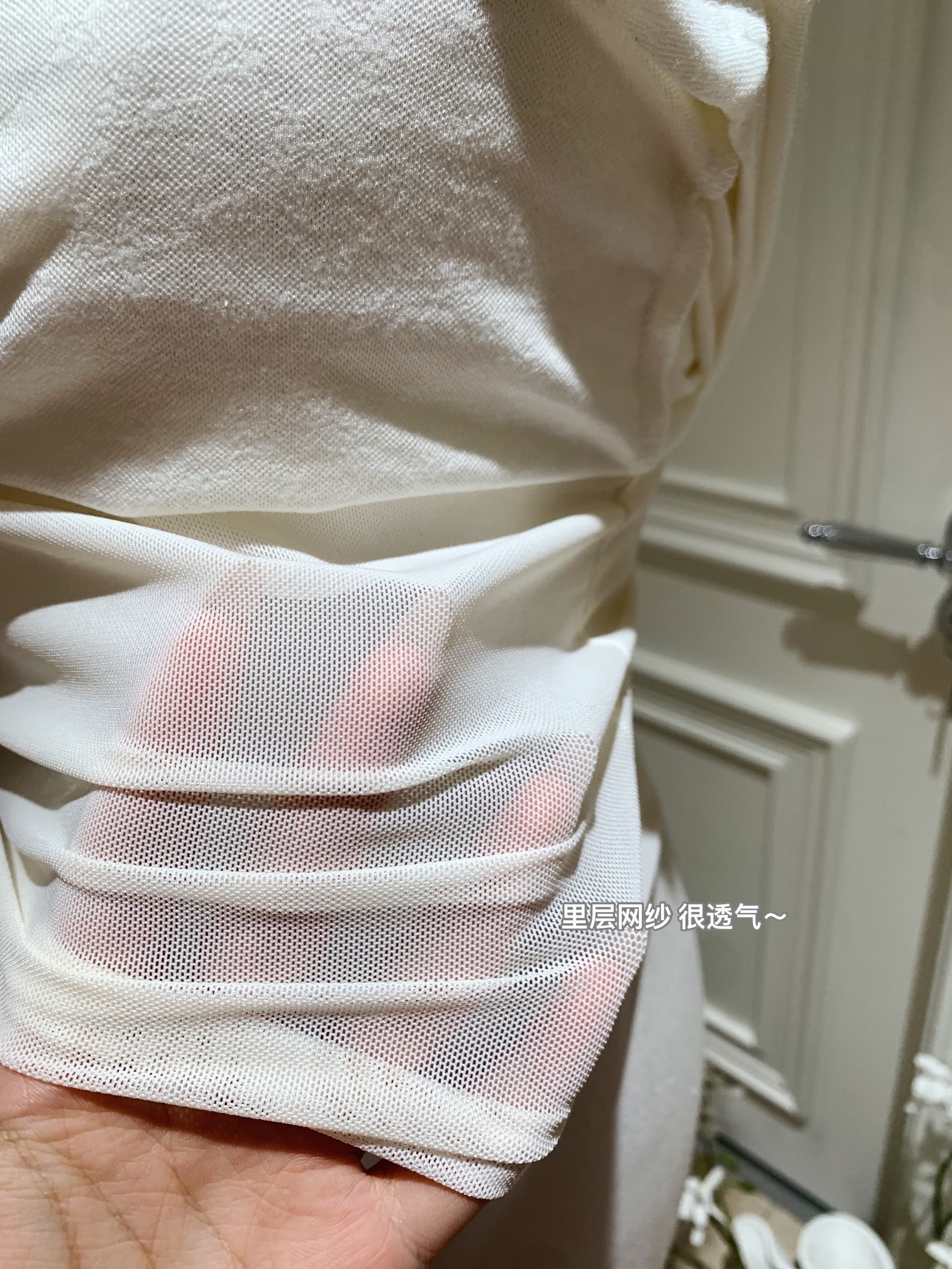 핑크색 쌀 화이트 이중층 디자인 나비 매듭 슬립 인사이드 잡아라. 의류 상세 이미지 5