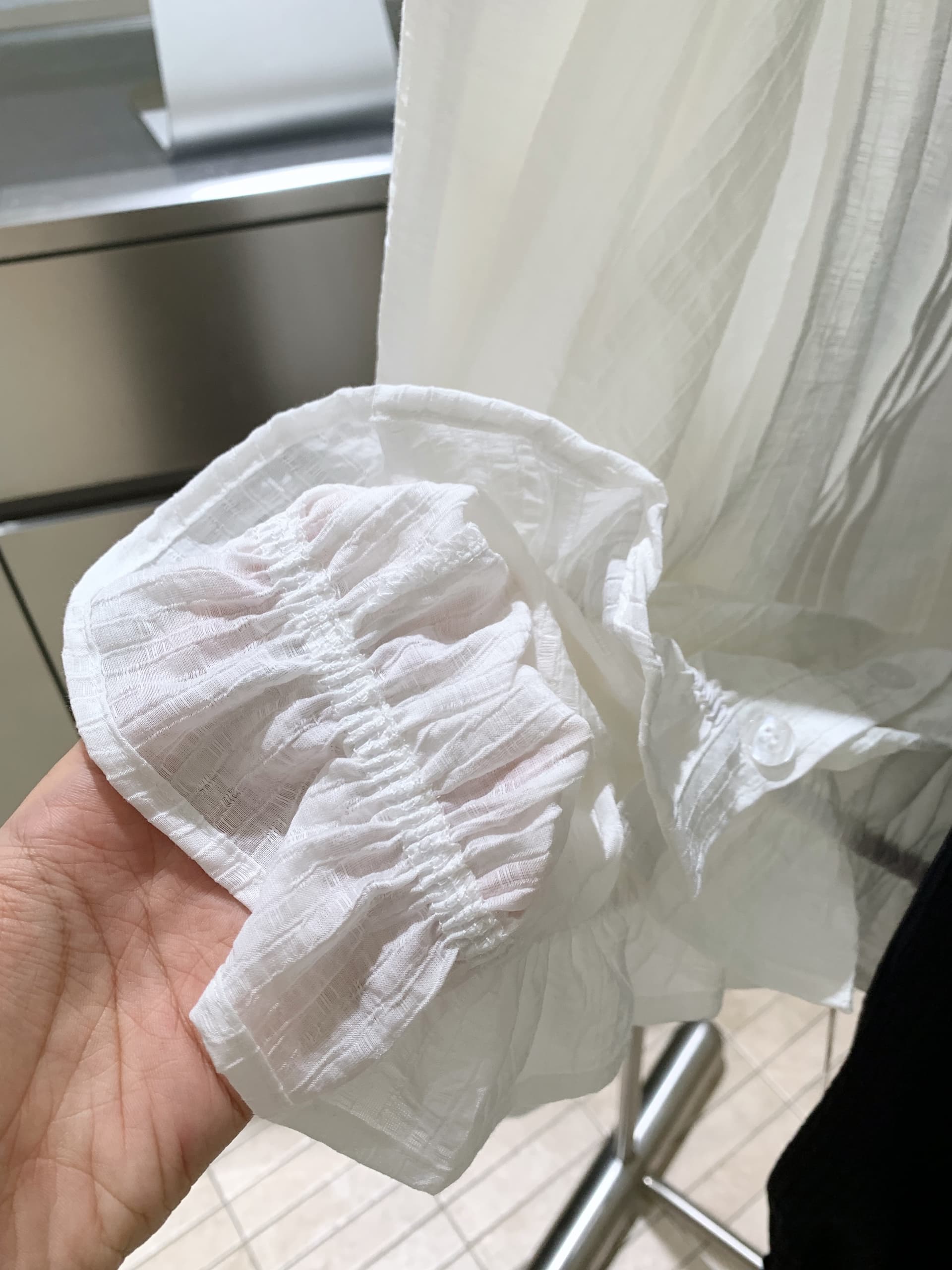 by1171 산소 질감 센스 허리 수축 레이스업 작은 셔츠 프랑스식 캐주얼 슬림해 보이는 화이트 셔츠 봄 여름 맨위 여성 상세 이미지 16