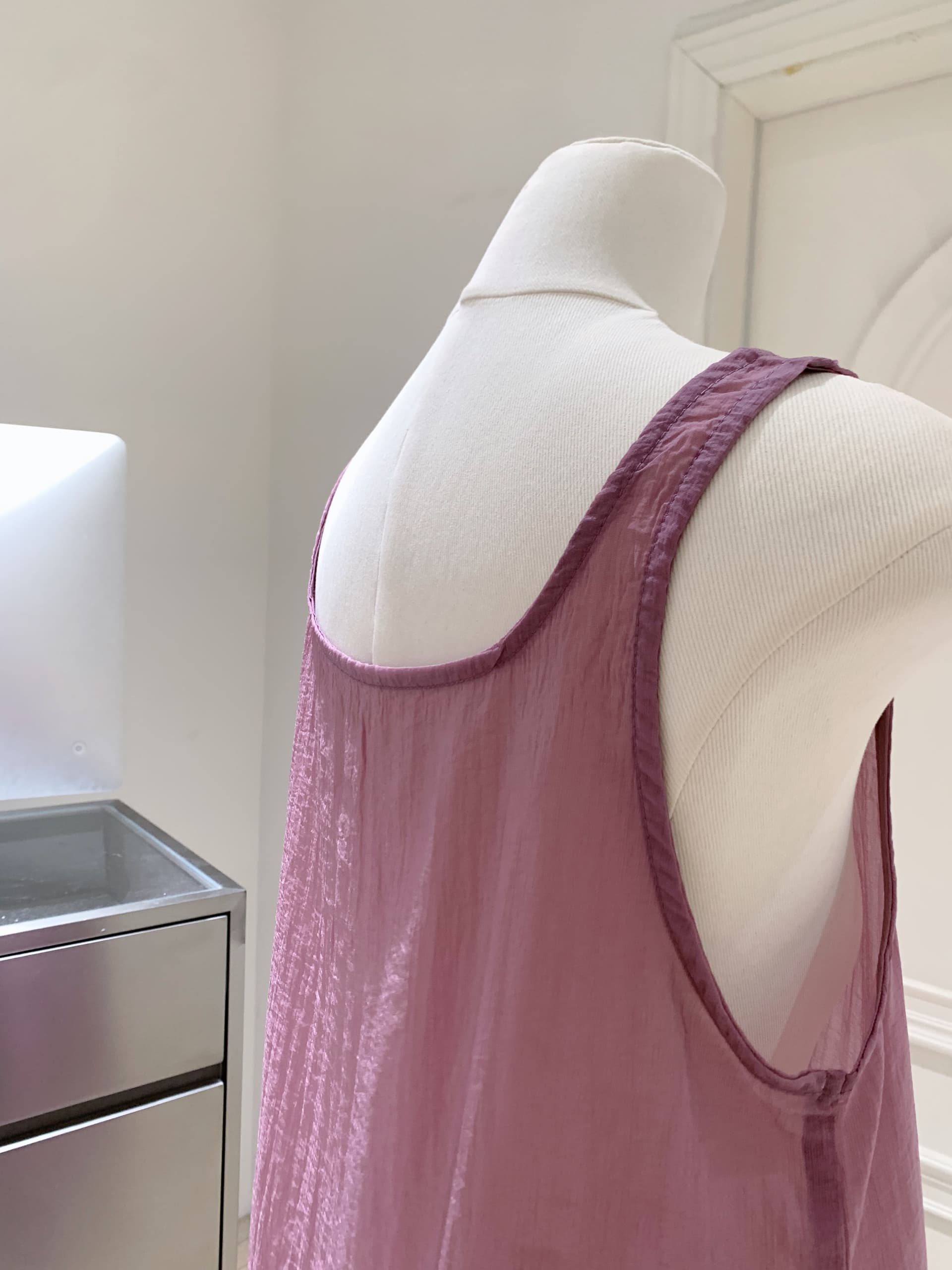 포도 나무 자매 같은 단락 한 부서 스택 착용 Tulle 광장 칼라 단추 슬립 여성 드레스 봄 여름 멜빵 길다 치마 상세 이미지 8