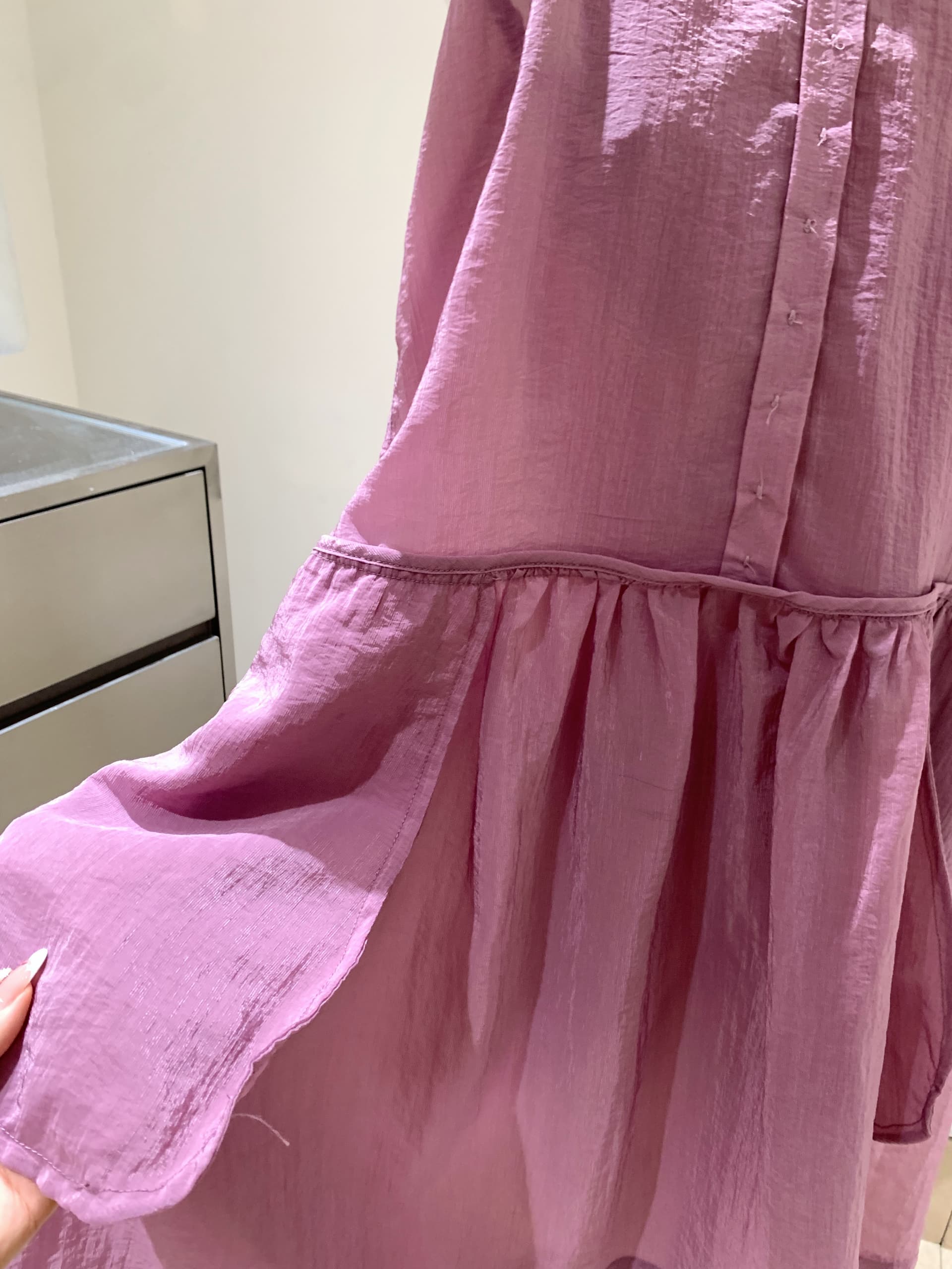 포도 나무 자매 같은 단락 한 부서 스택 착용 Tulle 광장 칼라 단추 슬립 여성 드레스 봄 여름 멜빵 길다 치마 상세 이미지 11