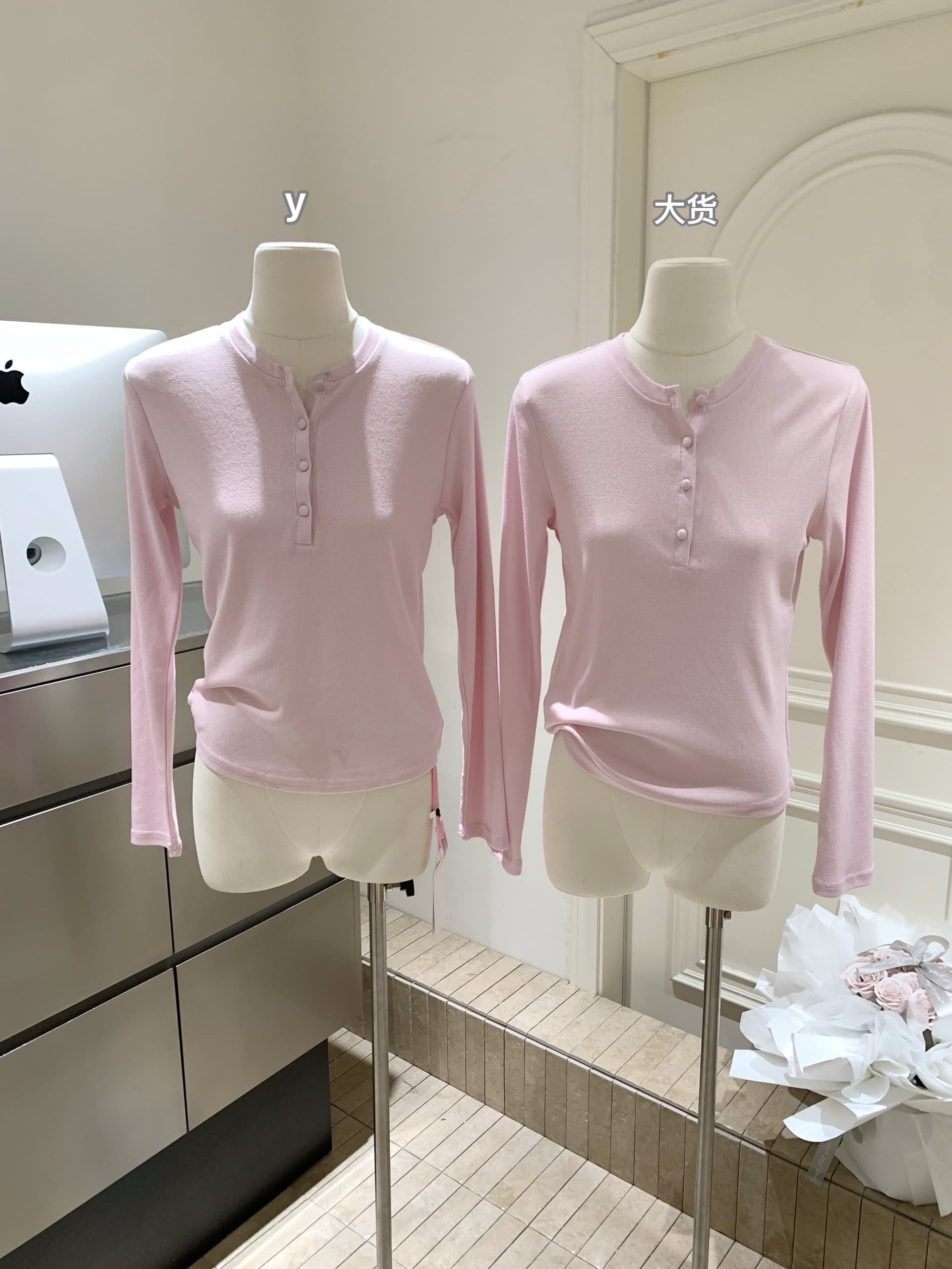 버섯 찹쌀 찹쌀 같은 단락 눈꽃 면 아마 헨리 셔츠 패키지 버클 긴팔 티셔츠 맨위 상세 이미지 2