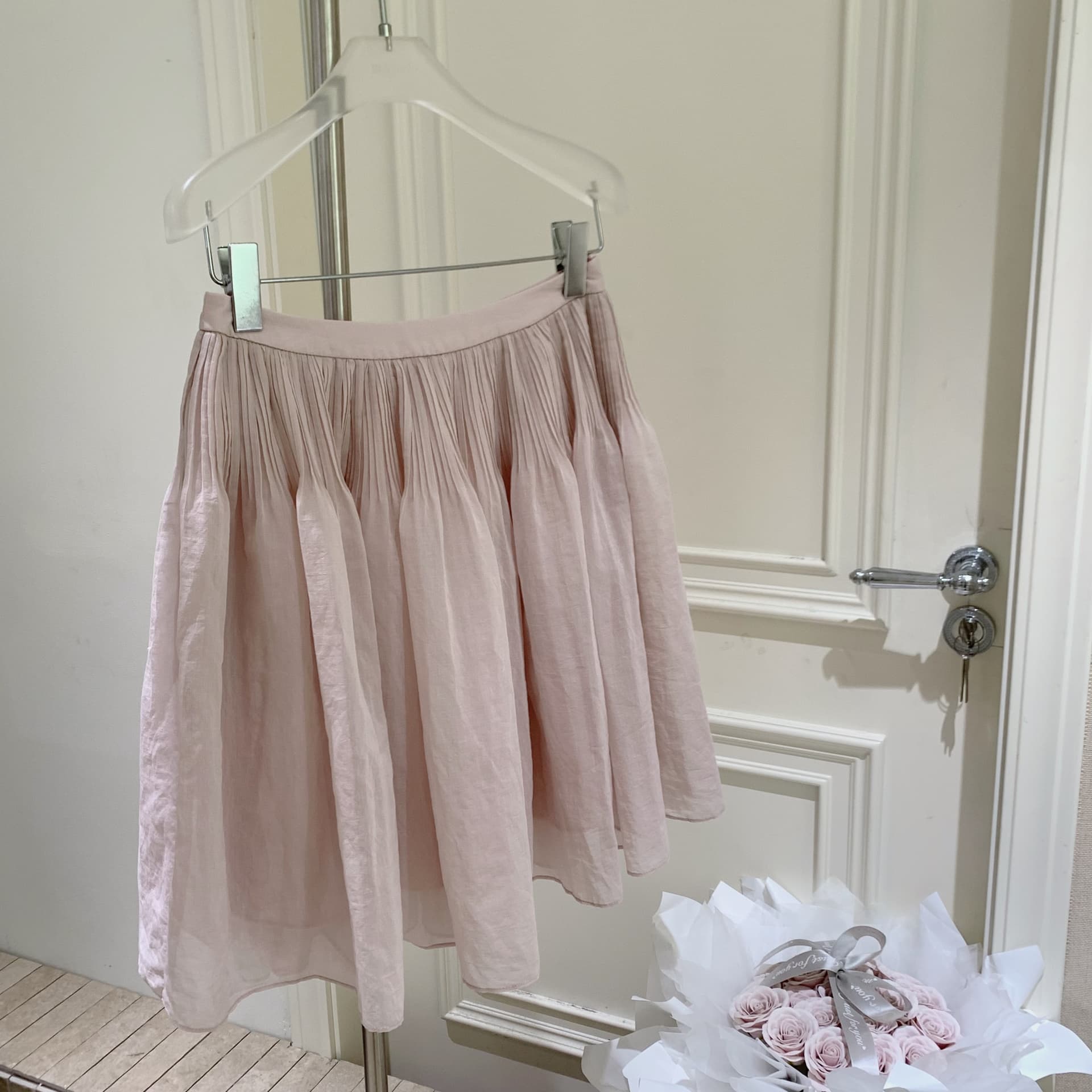 puki 클래식 무거운 작업 발레 퍼프 우산 치마 단어 Pleat Tulle 미니멀리즘 반신 스커트