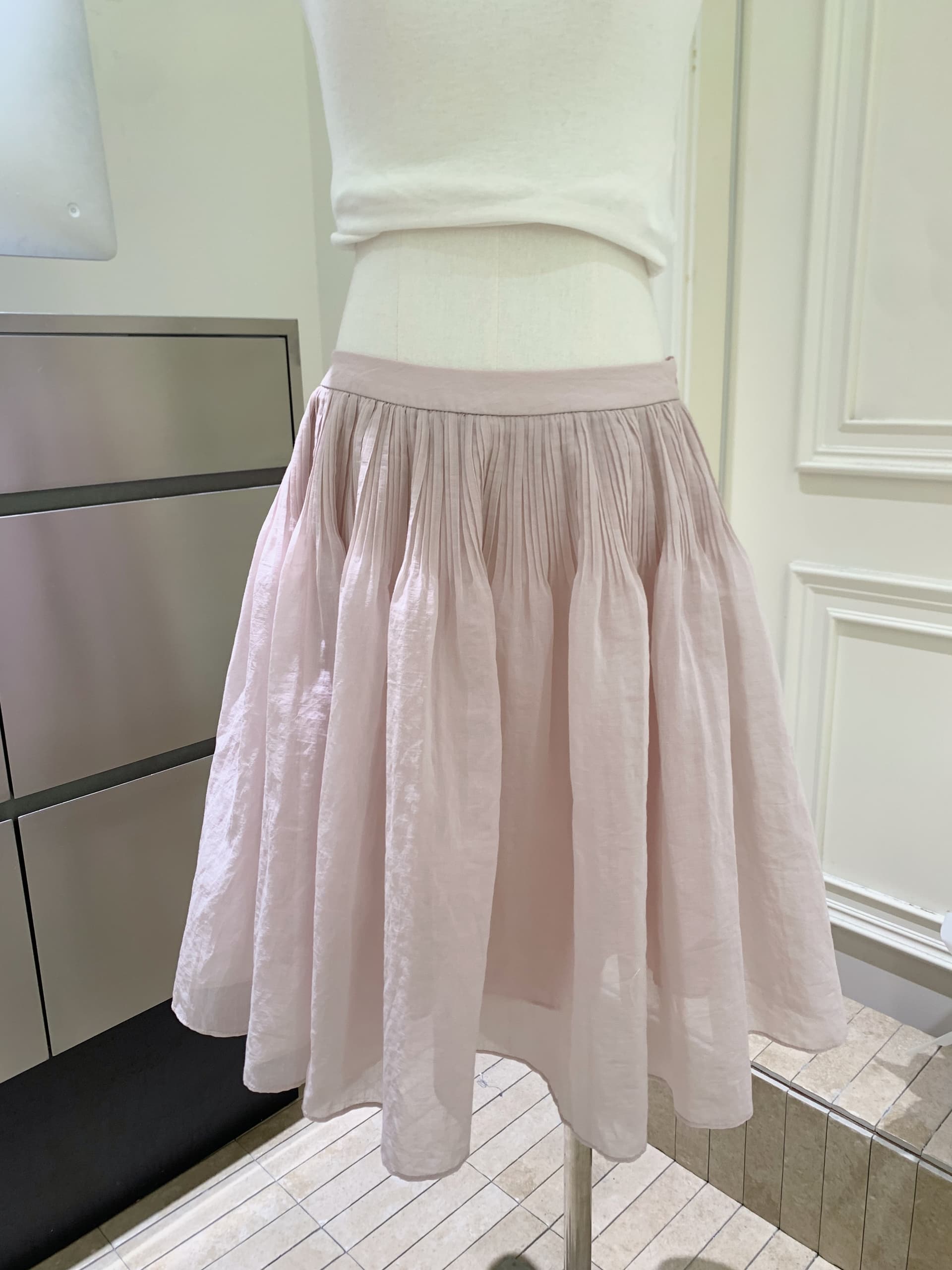 puki 클래식 무거운 작업 발레 퍼프 우산 치마 단어 Pleat Tulle 미니멀리즘 반신 스커트 상세 이미지 3