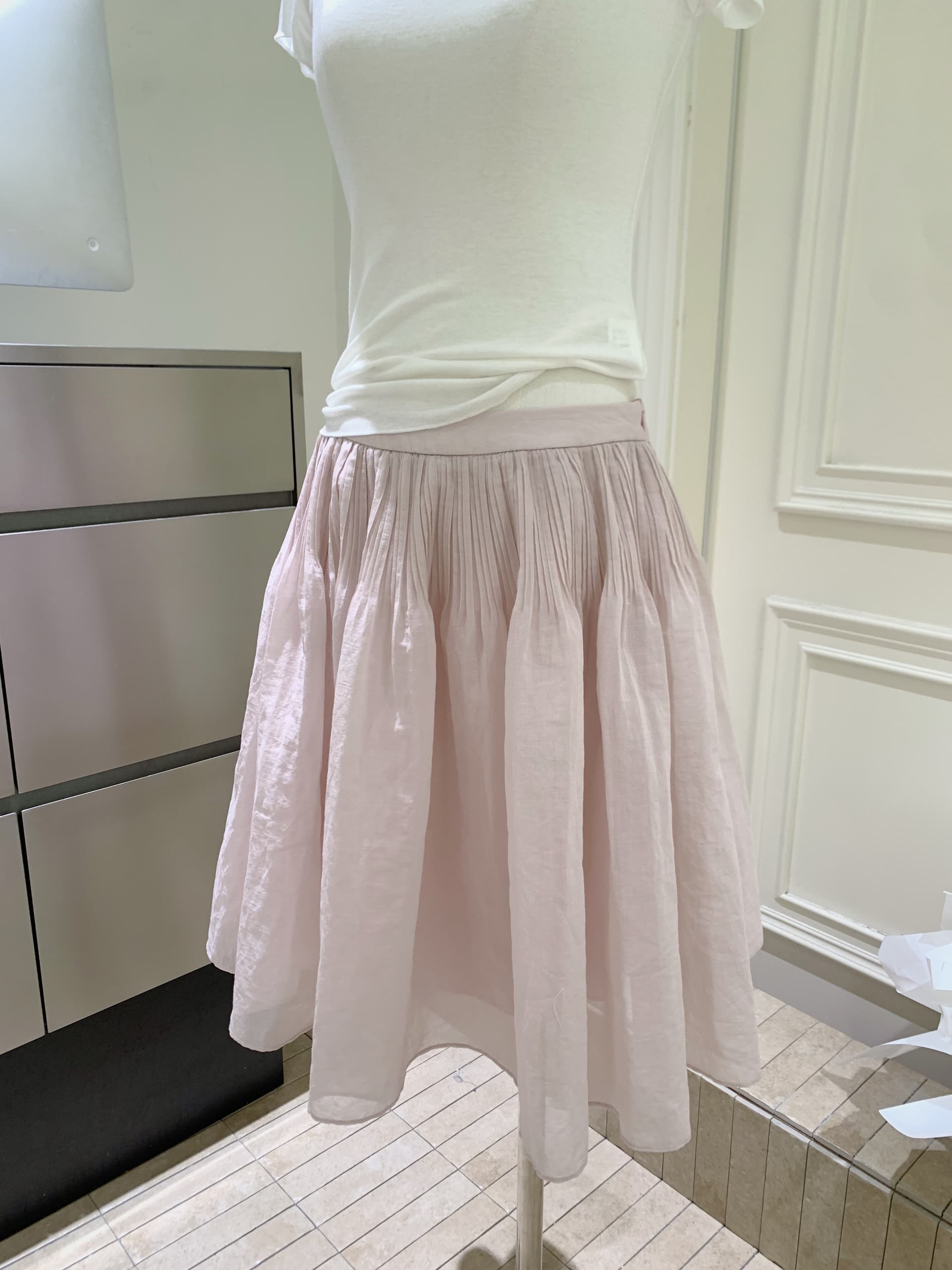 puki 클래식 무거운 작업 발레 퍼프 우산 치마 단어 Pleat Tulle 미니멀리즘 반신 스커트 상세 이미지 9