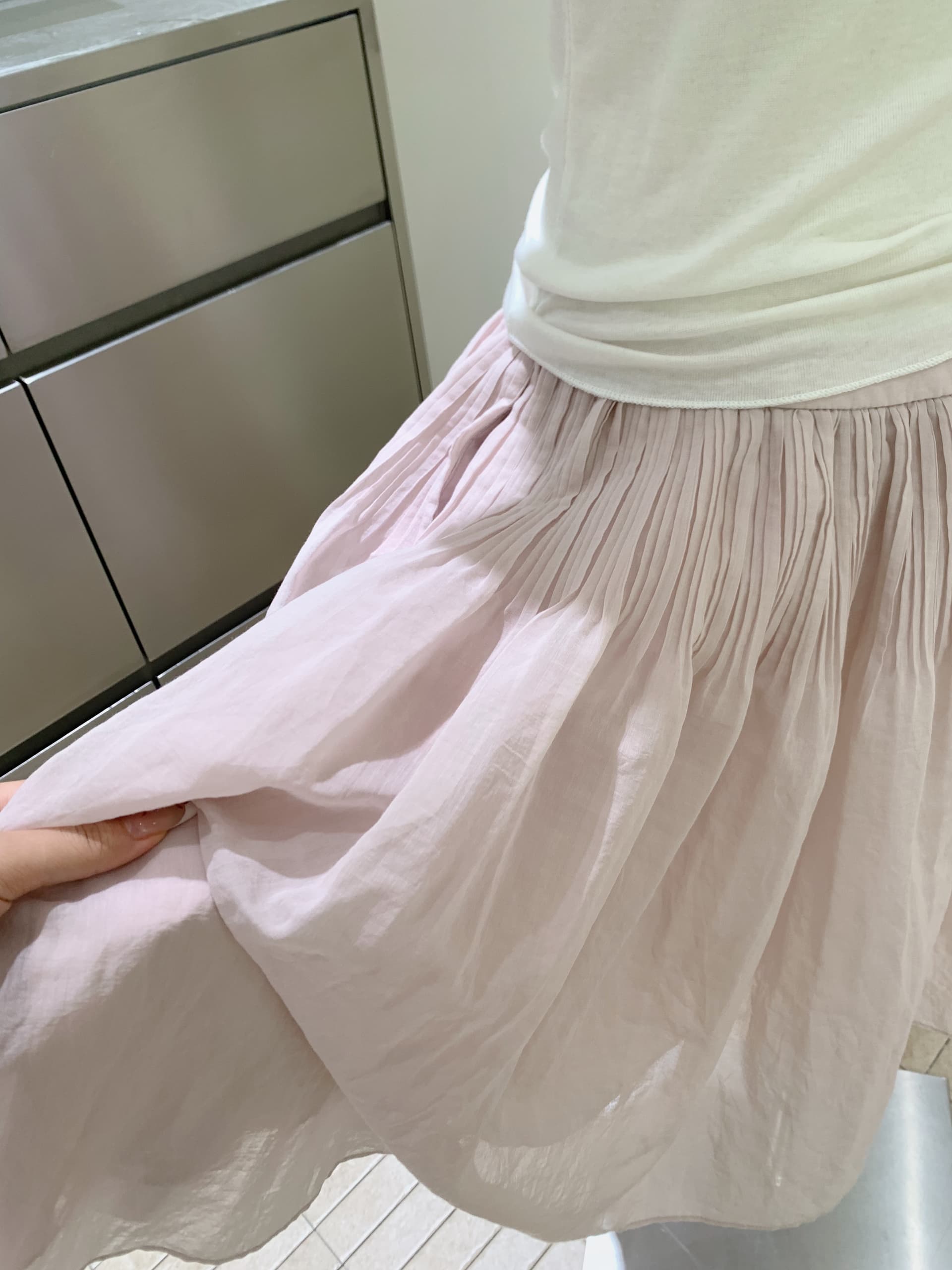 puki 클래식 무거운 작업 발레 퍼프 우산 치마 단어 Pleat Tulle 미니멀리즘 반신 스커트 상세 이미지 11