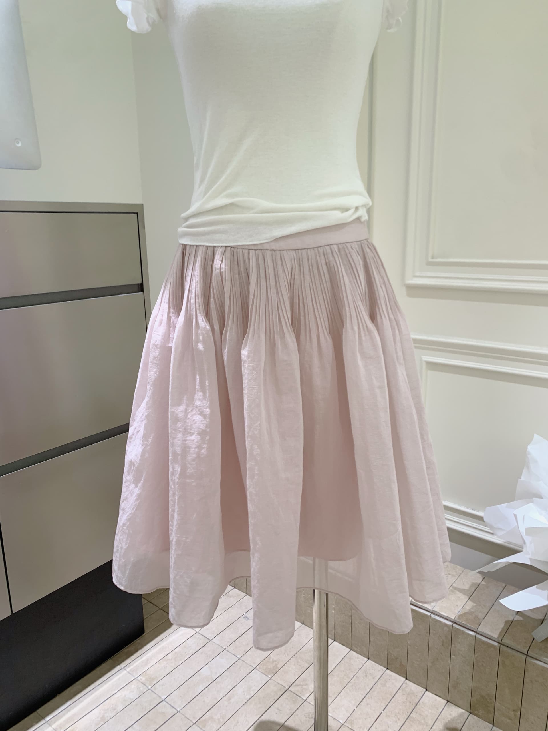 puki 클래식 무거운 작업 발레 퍼프 우산 치마 단어 Pleat Tulle 미니멀리즘 반신 스커트 상세 이미지 12