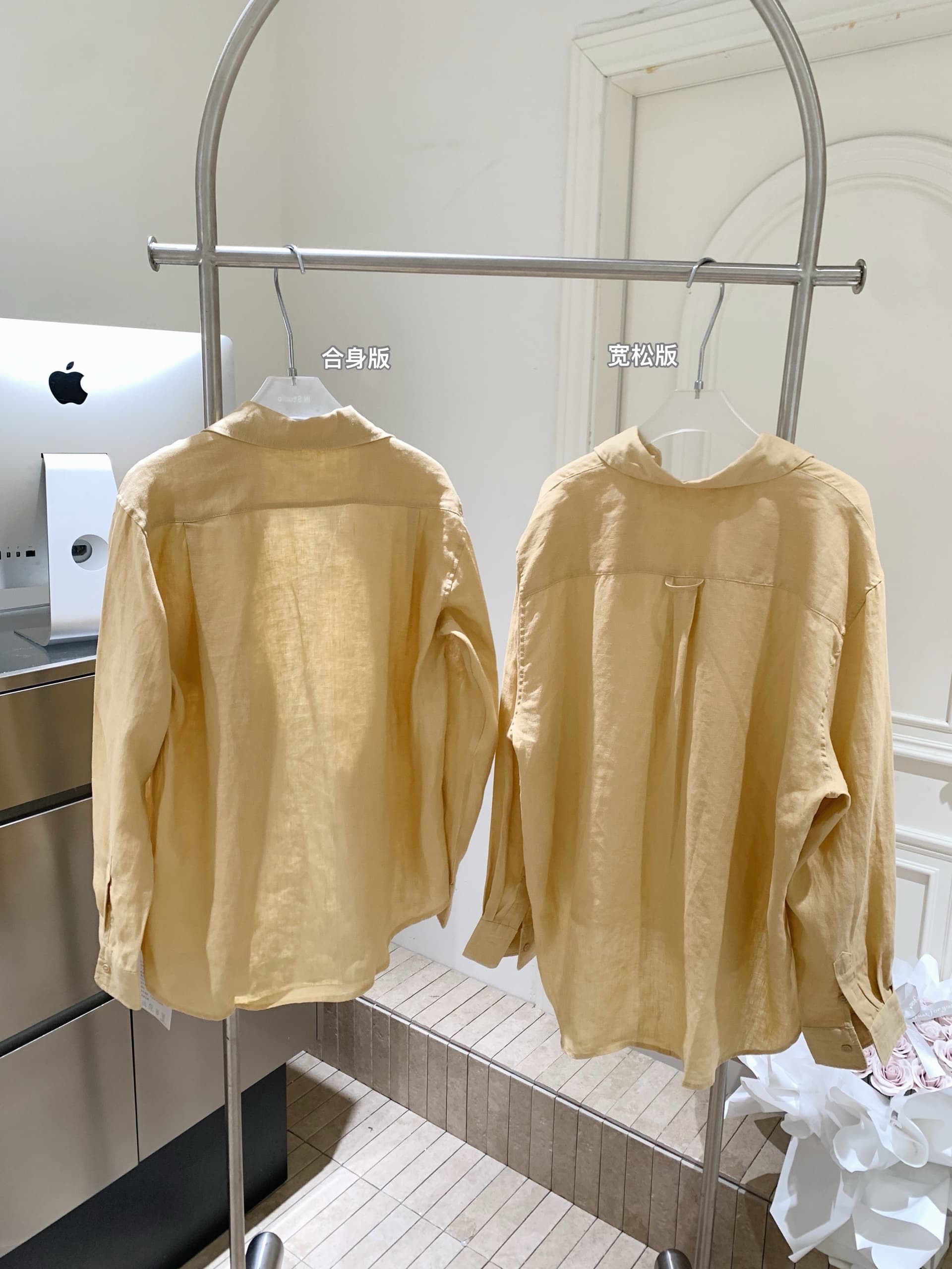 eewen la mode 노란 피부 엄격한 선택 부드럽게 하다 색조 여름 햇빛 100 아마 셔츠 상세 이미지 2