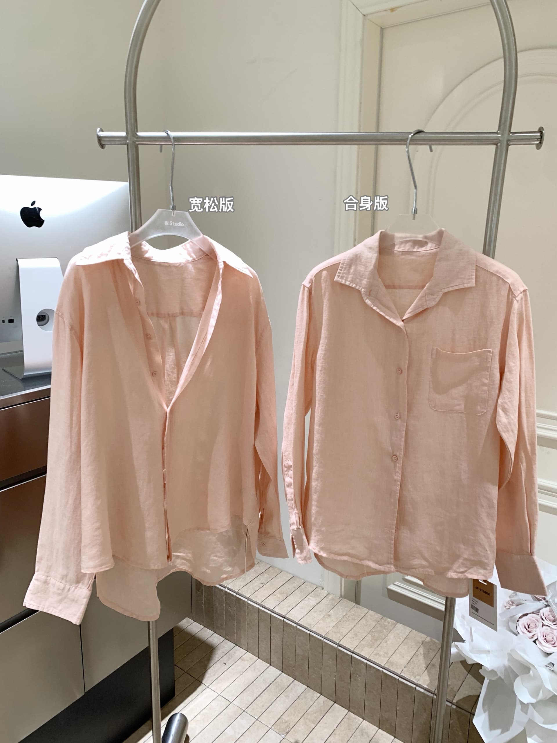 eewen la mode 노란 피부 엄격한 선택 부드럽게 하다 색조 여름 햇빛 100 아마 셔츠 상세 이미지 4