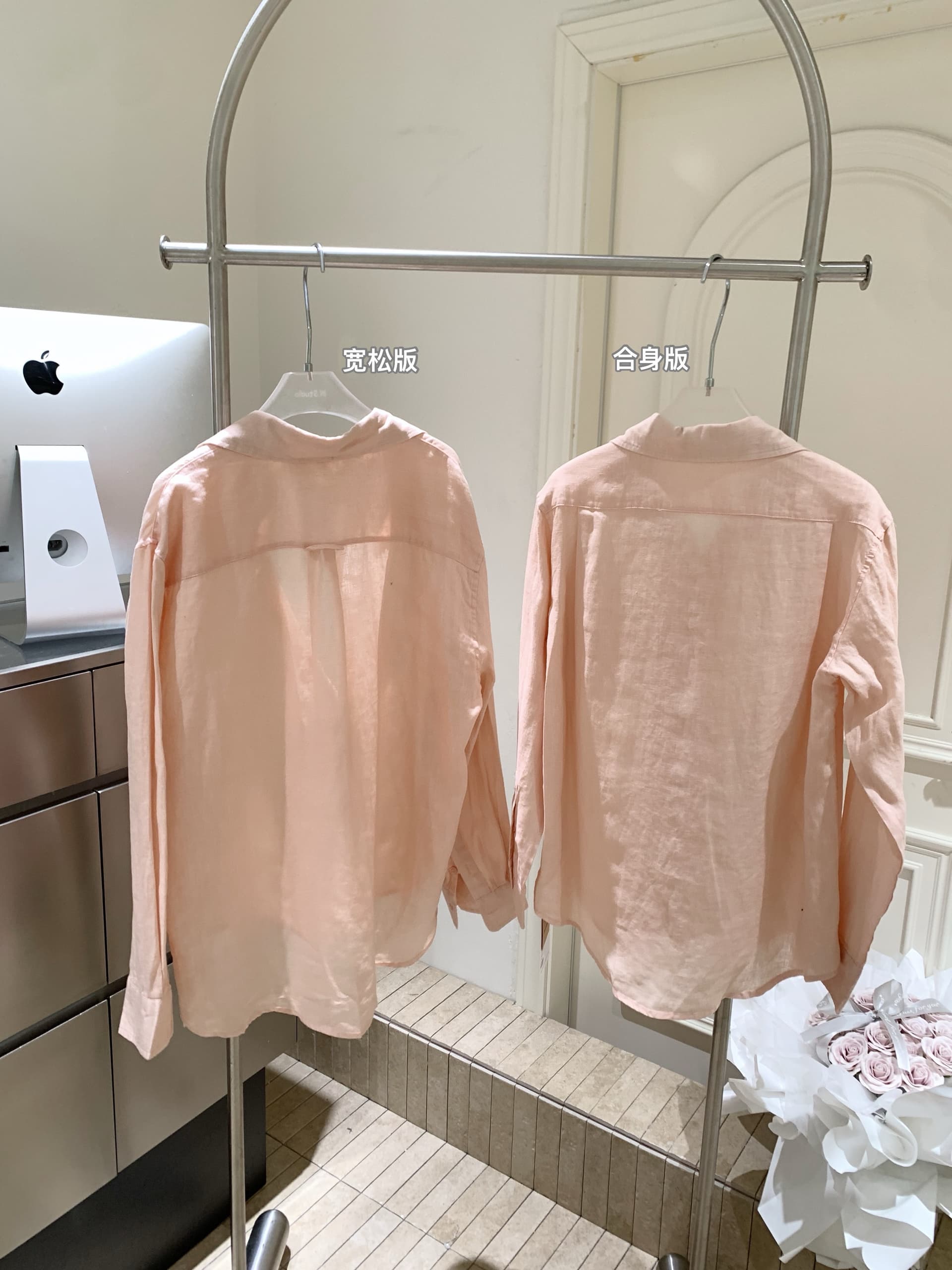 eewen la mode 노란 피부 엄격한 선택 부드럽게 하다 색조 여름 햇빛 100 아마 셔츠 상세 이미지 6