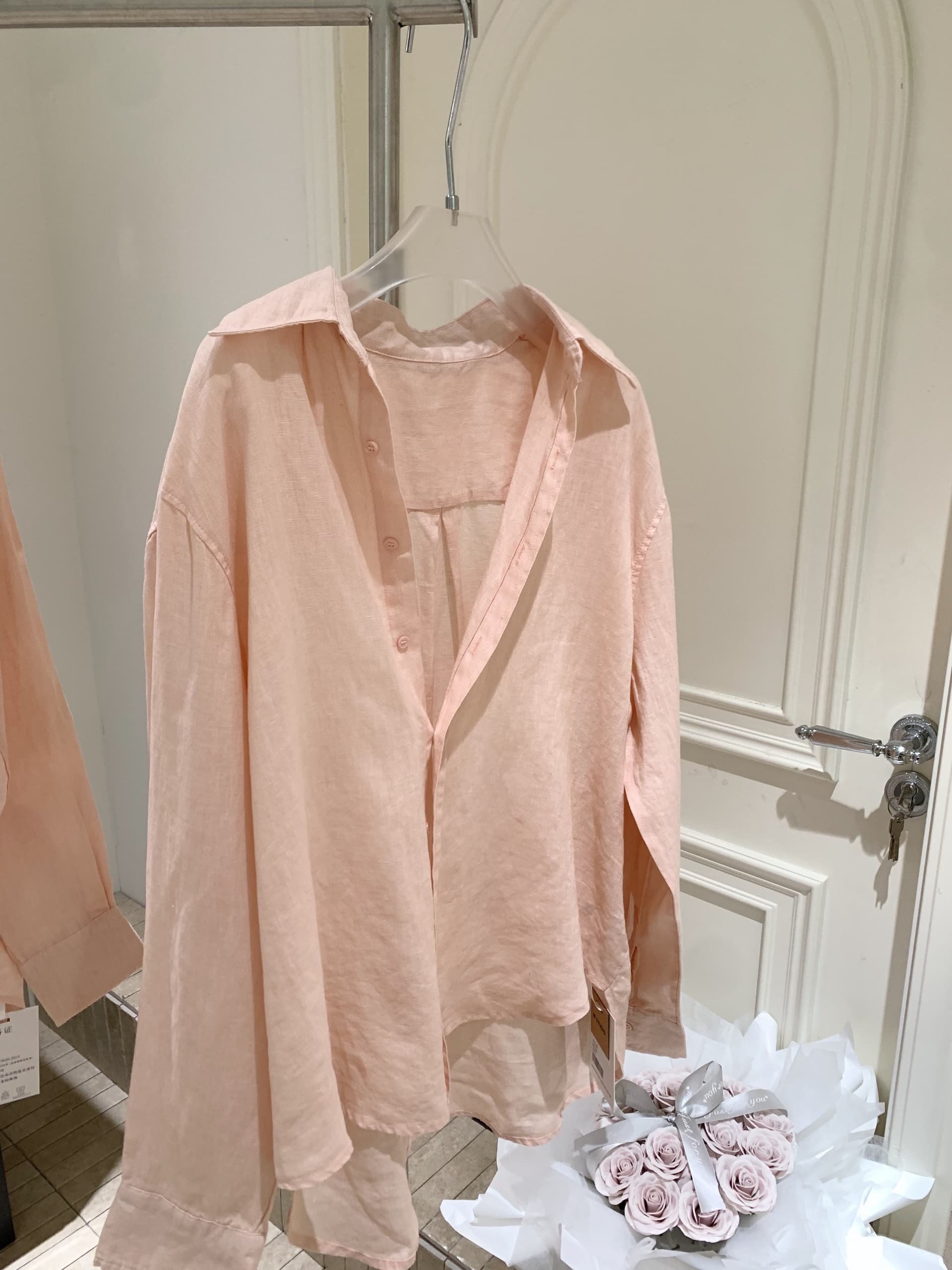 eewen la mode 노란 피부 엄격한 선택 부드럽게 하다 색조 여름 햇빛 100 아마 셔츠 상세 이미지 9