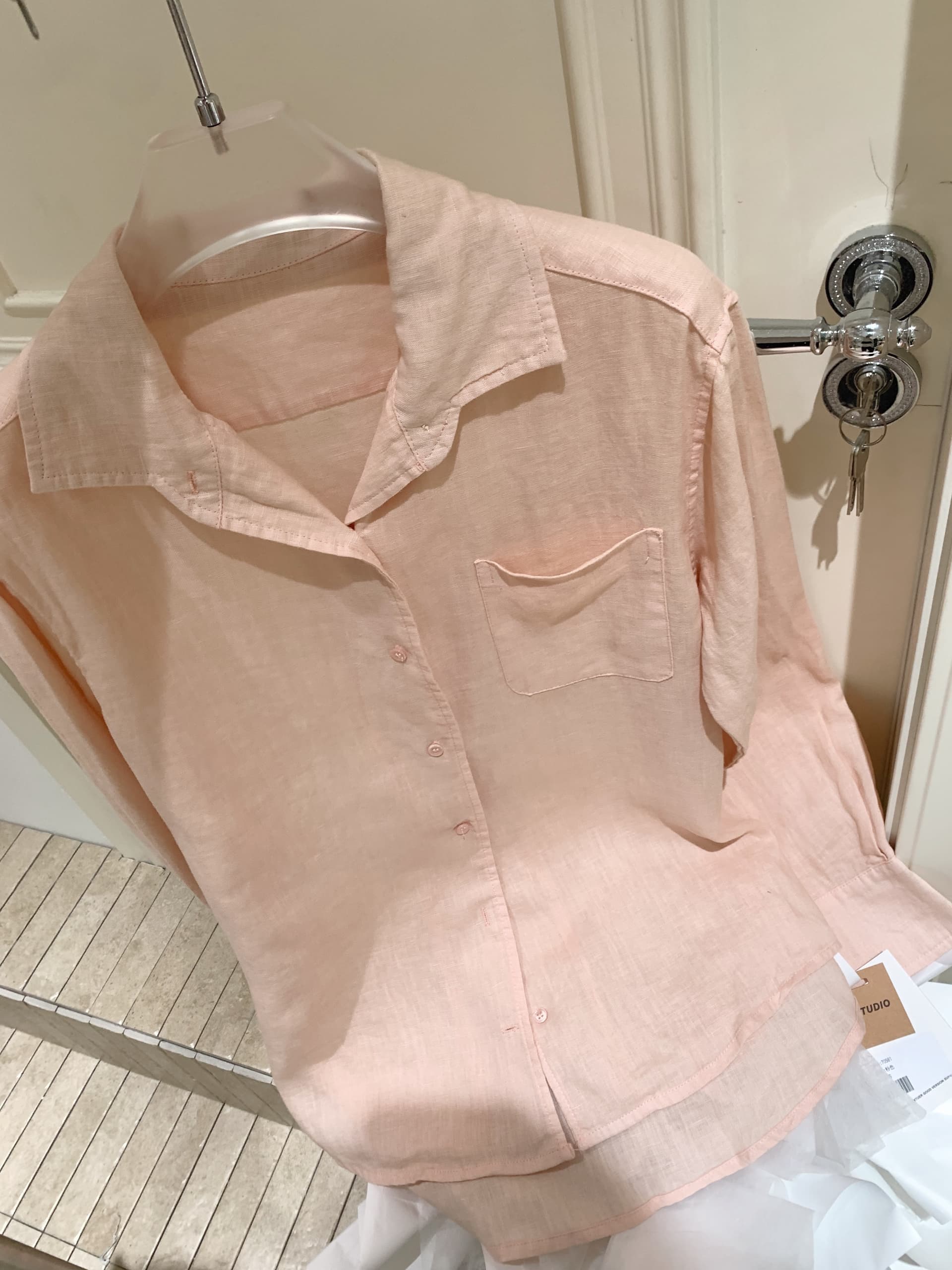 eewen la mode 노란 피부 엄격한 선택 부드럽게 하다 색조 여름 햇빛 100 아마 셔츠 상세 이미지 11