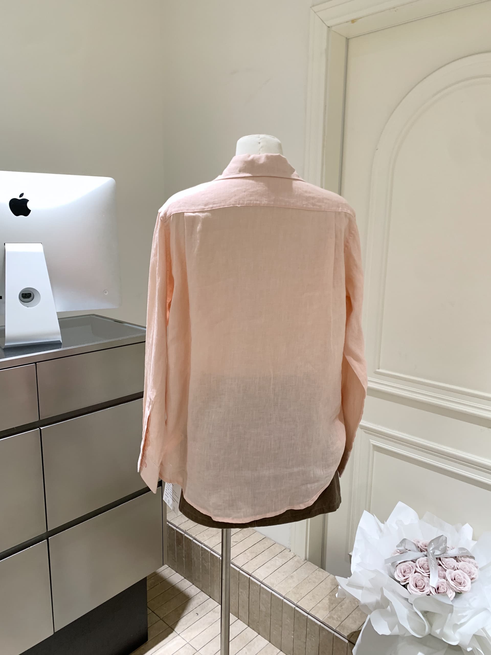 eewen la mode 노란 피부 엄격한 선택 부드럽게 하다 색조 여름 햇빛 100 아마 셔츠 상세 이미지 14