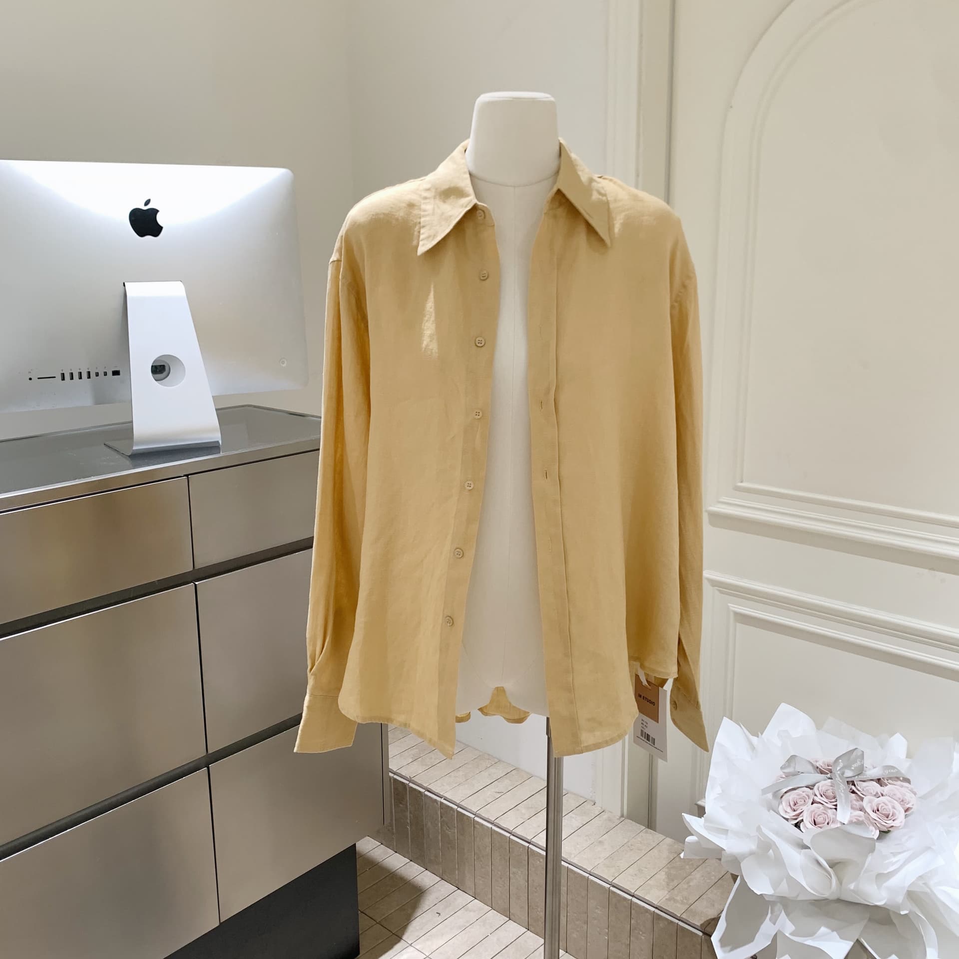 eewen la mode 노란 피부 엄격한 선택 부드럽게 하다 색조 여름 햇빛 100 아마 셔츠 이미지 5