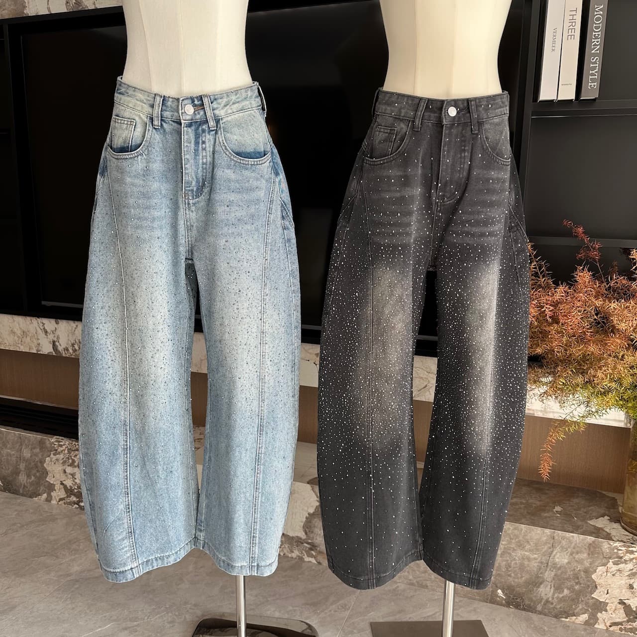 ydfstudio 작은 대중 똑똑한 스타 훈련 유럽 상품 높음 제품 무거운 작업 핫픽스 털이 있는 디자인 모통이 칼 청바지 상세 이미지 7