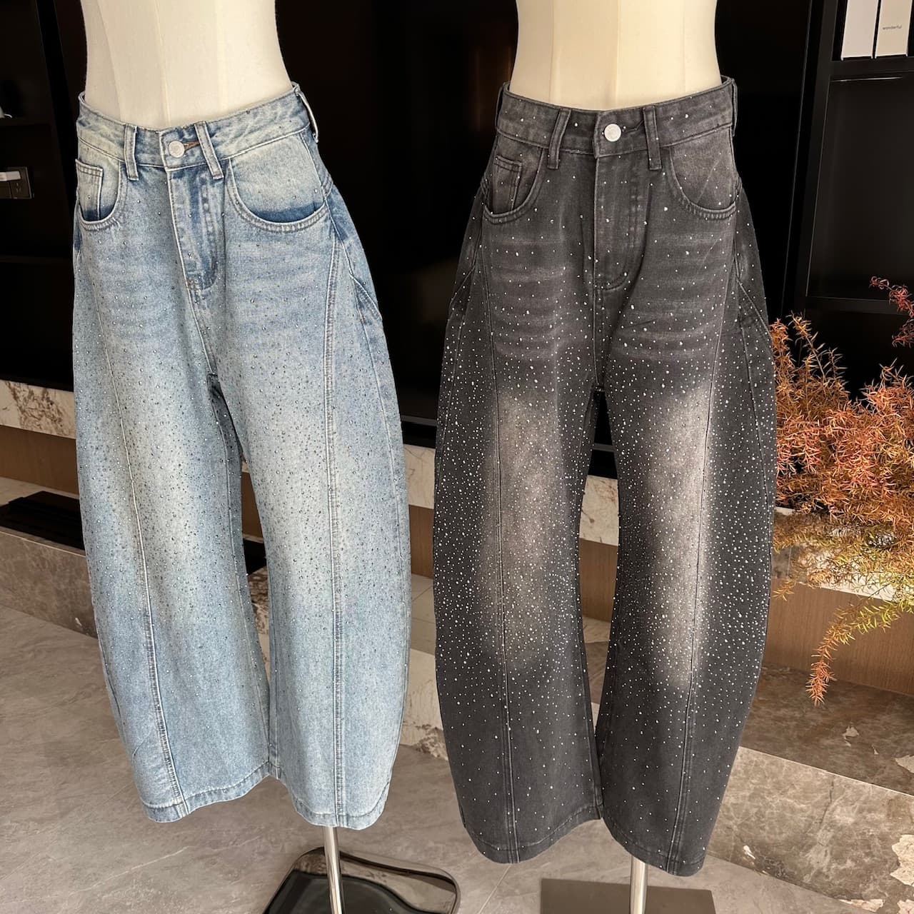 ydfstudio 작은 대중 똑똑한 스타 훈련 유럽 상품 높음 제품 무거운 작업 핫픽스 털이 있는 디자인 모통이 칼 청바지 상세 이미지 8