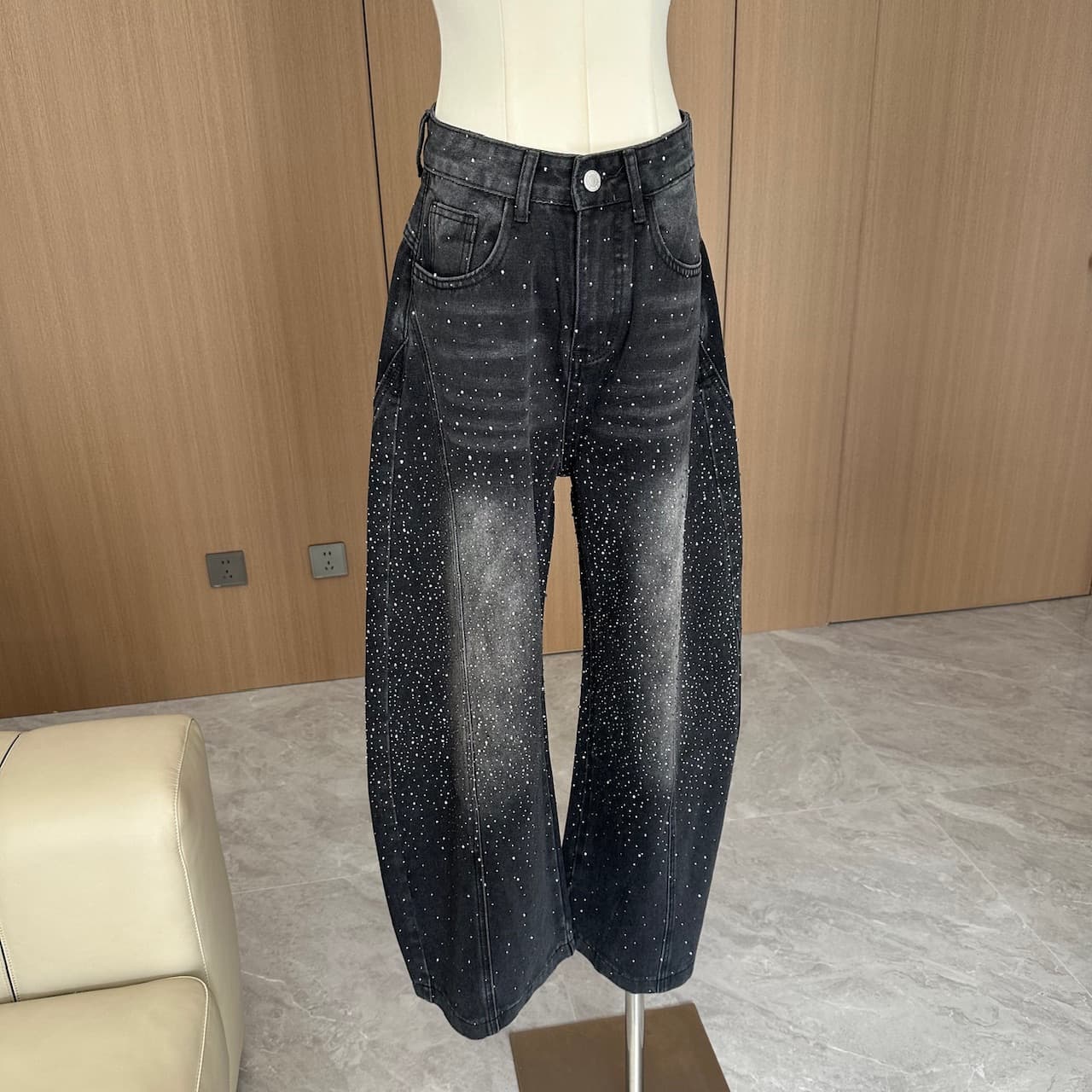 ydfstudio 작은 대중 똑똑한 스타 훈련 유럽 상품 높음 제품 무거운 작업 핫픽스 털이 있는 디자인 모통이 칼 청바지 상세 이미지 17