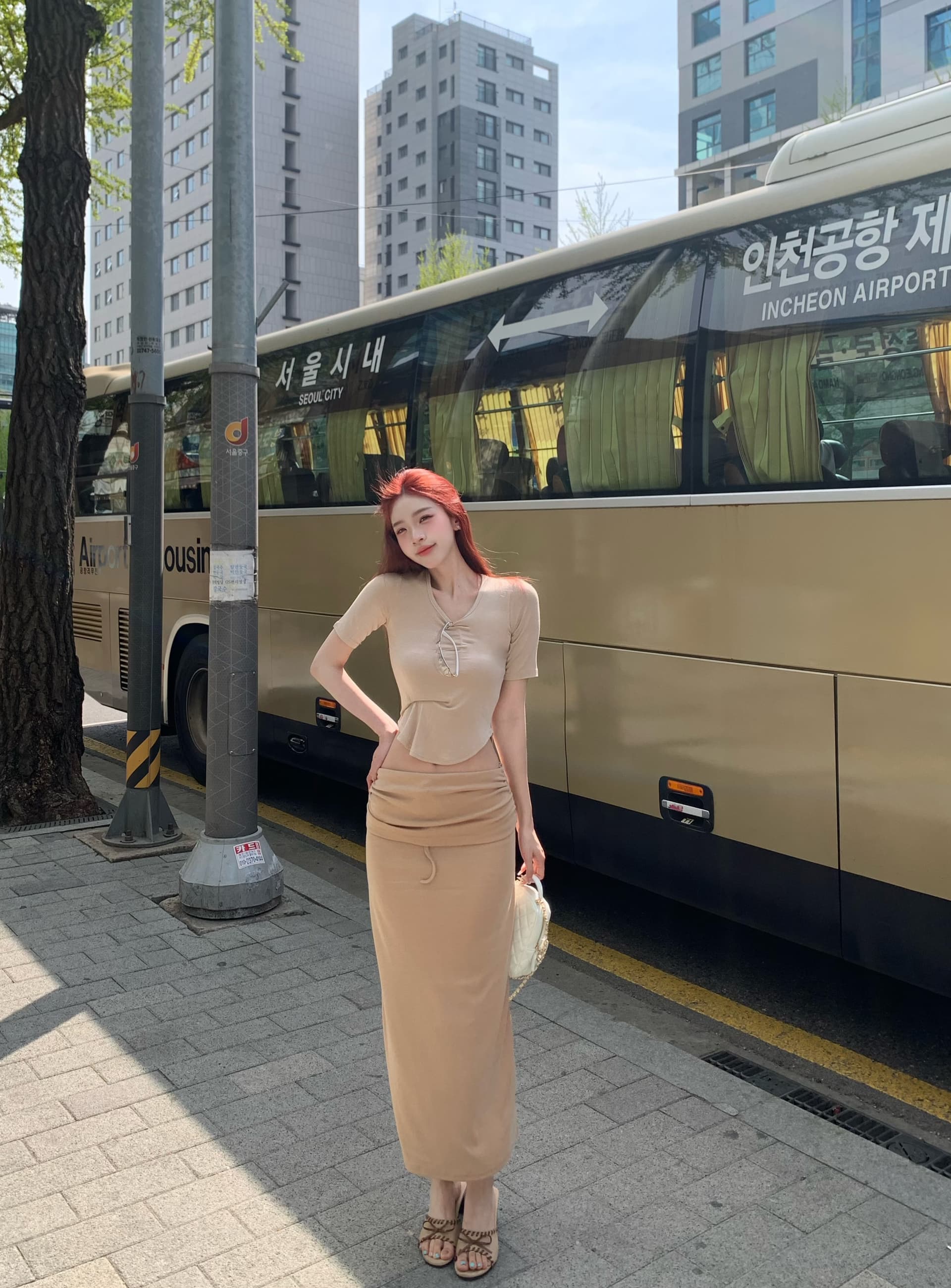 산소 센스 대 u 티셔츠 디자인 센스 뒤집다 측면 허리 머리 캐주얼 레이스업 반신 스커트 여성 펌프 로프 타이트 스커트 느긋한 롱 스커트 상세 이미지 20